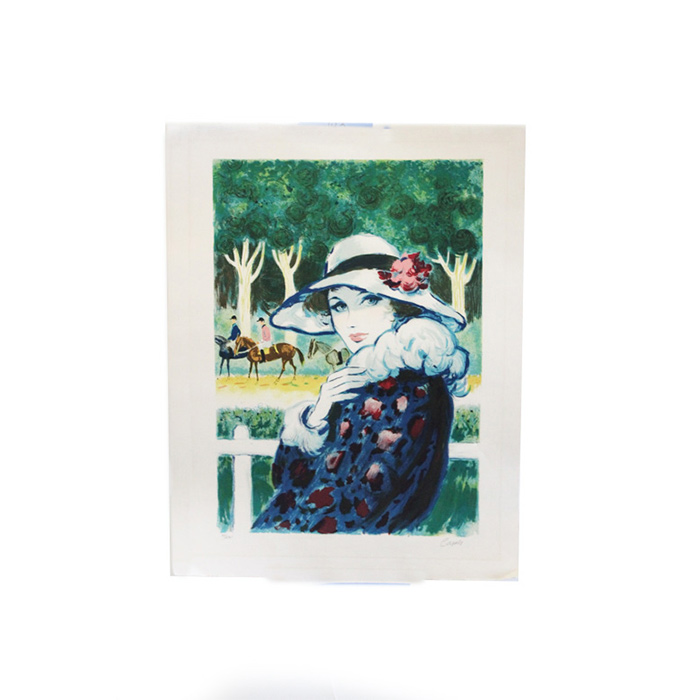Casals Lithograph Print on Paper "Lady at the Horse Race"
