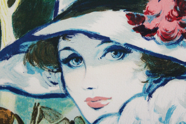 Casals Lithograph Print on Paper "Lady at the Horse Race"