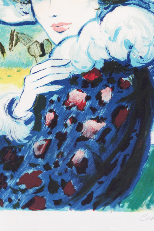 Casals Lithograph Print on Paper "Lady at the Horse Race"