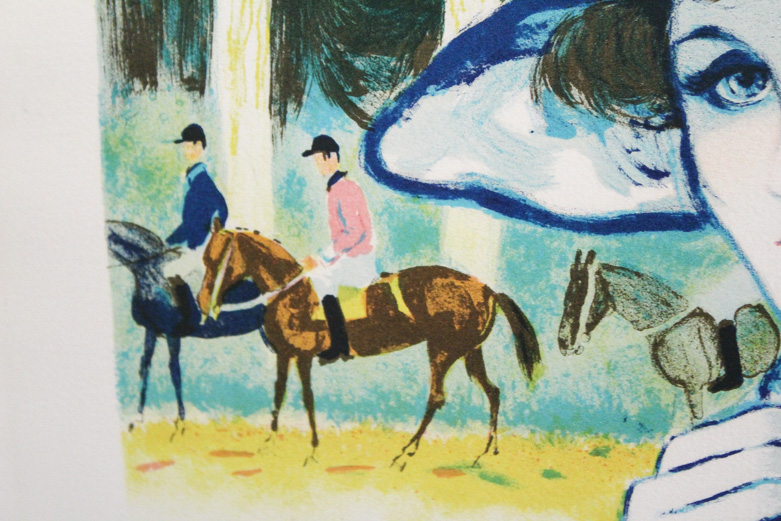 Casals Lithograph Print on Paper "Lady at the Horse Race"