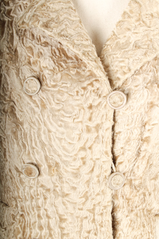 Vintage Double-Breasted Lamb Fur Coat