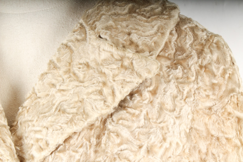 Vintage Double-Breasted Lamb Fur Coat