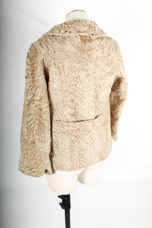 Vintage Double-Breasted Lamb Fur Coat