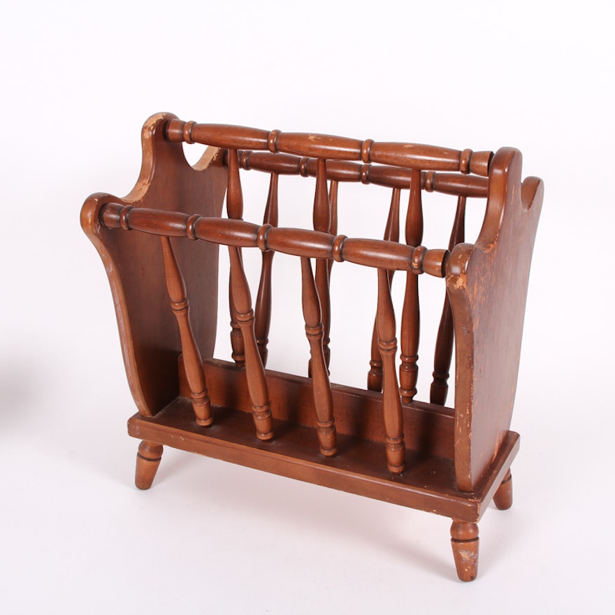 Vintage Turned Spindle Magazine Rack