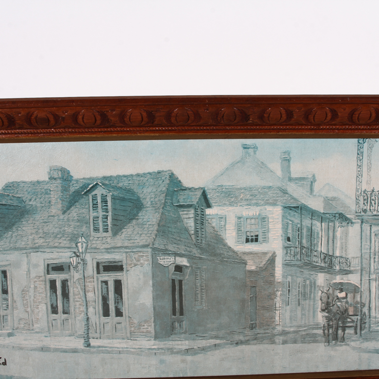 Reproduction George Drummond Mansfield Acrylic on Board Painting of Bourbon Street