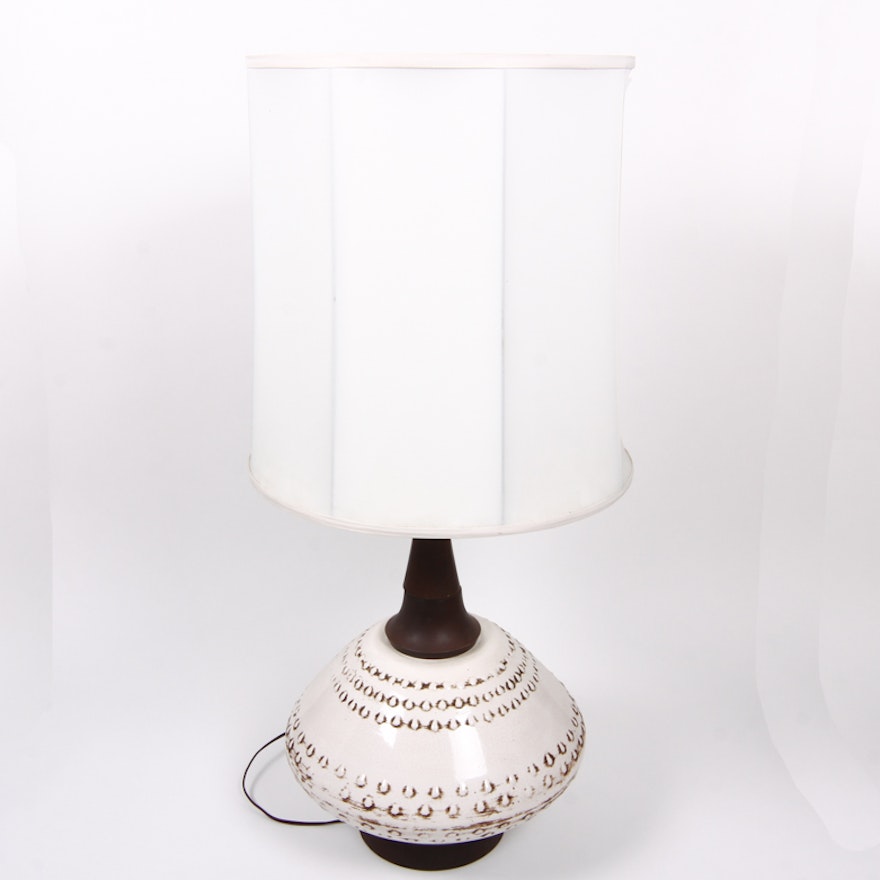 Mid-Century Ceramic and Wood Table Lamp