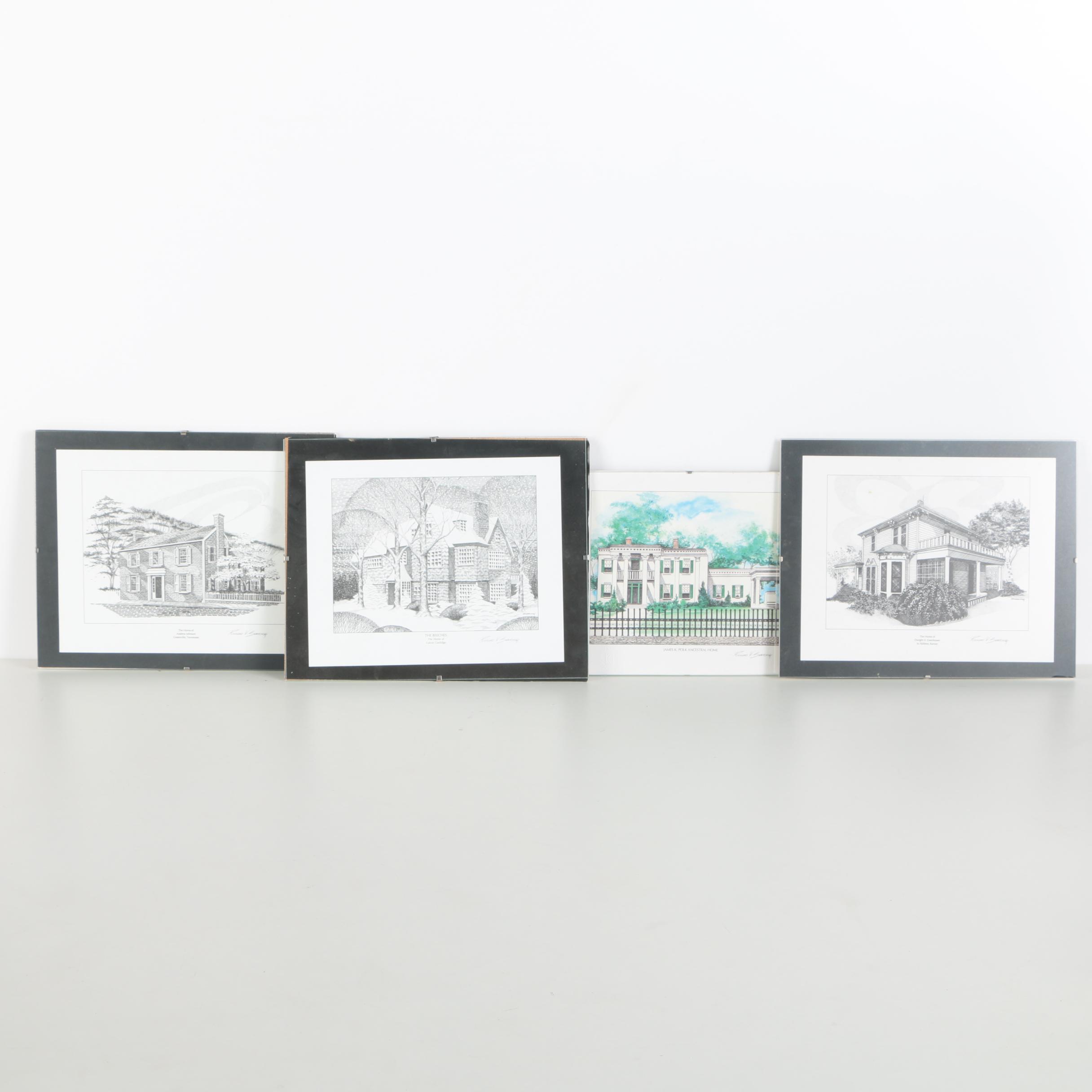 Richard V. Sebring Offset Lithographs of U. S. Presidents' Private Residences