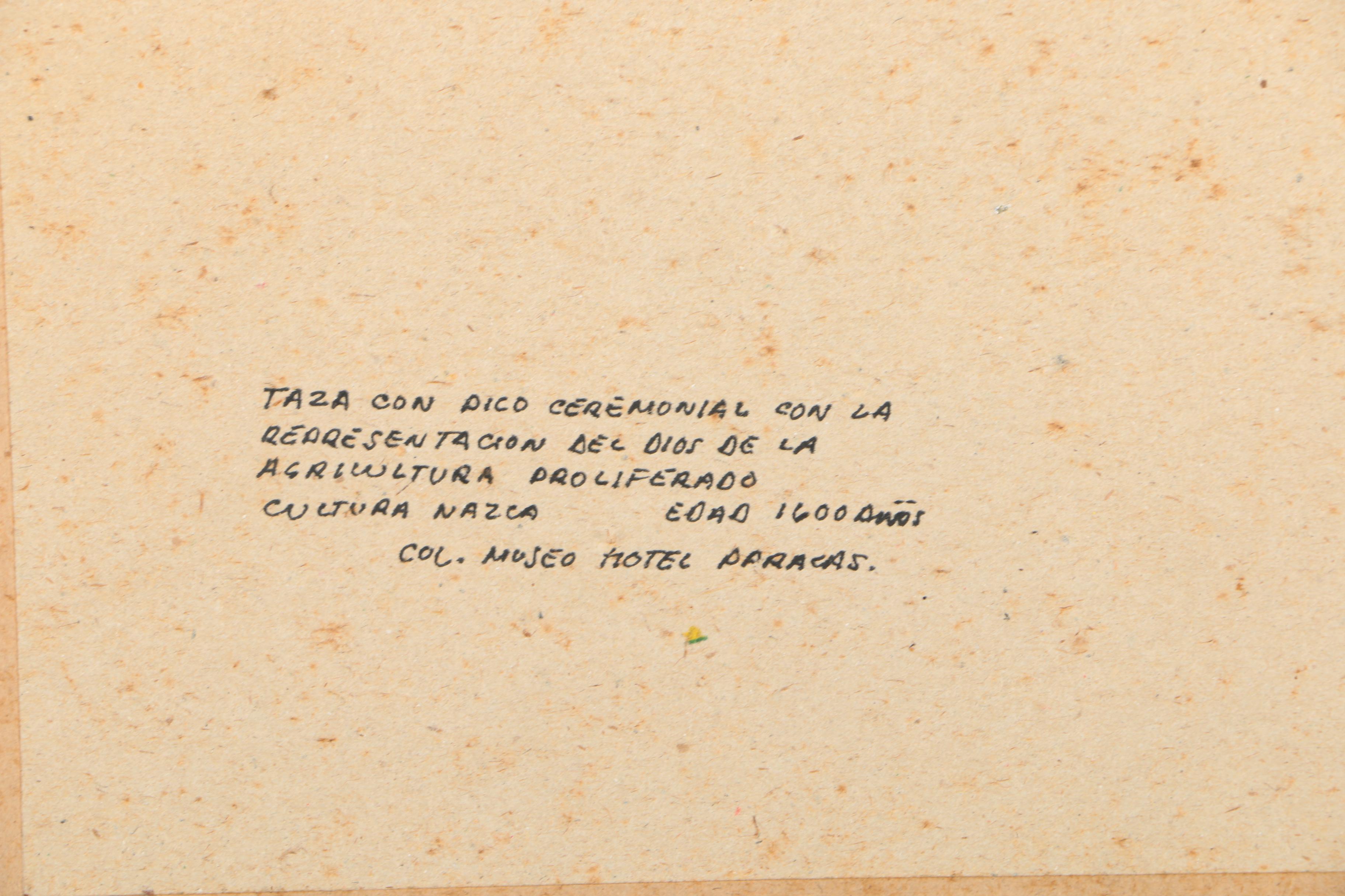 Jorge Prada Gouache Paintings With Pastel of Nazca Vessels