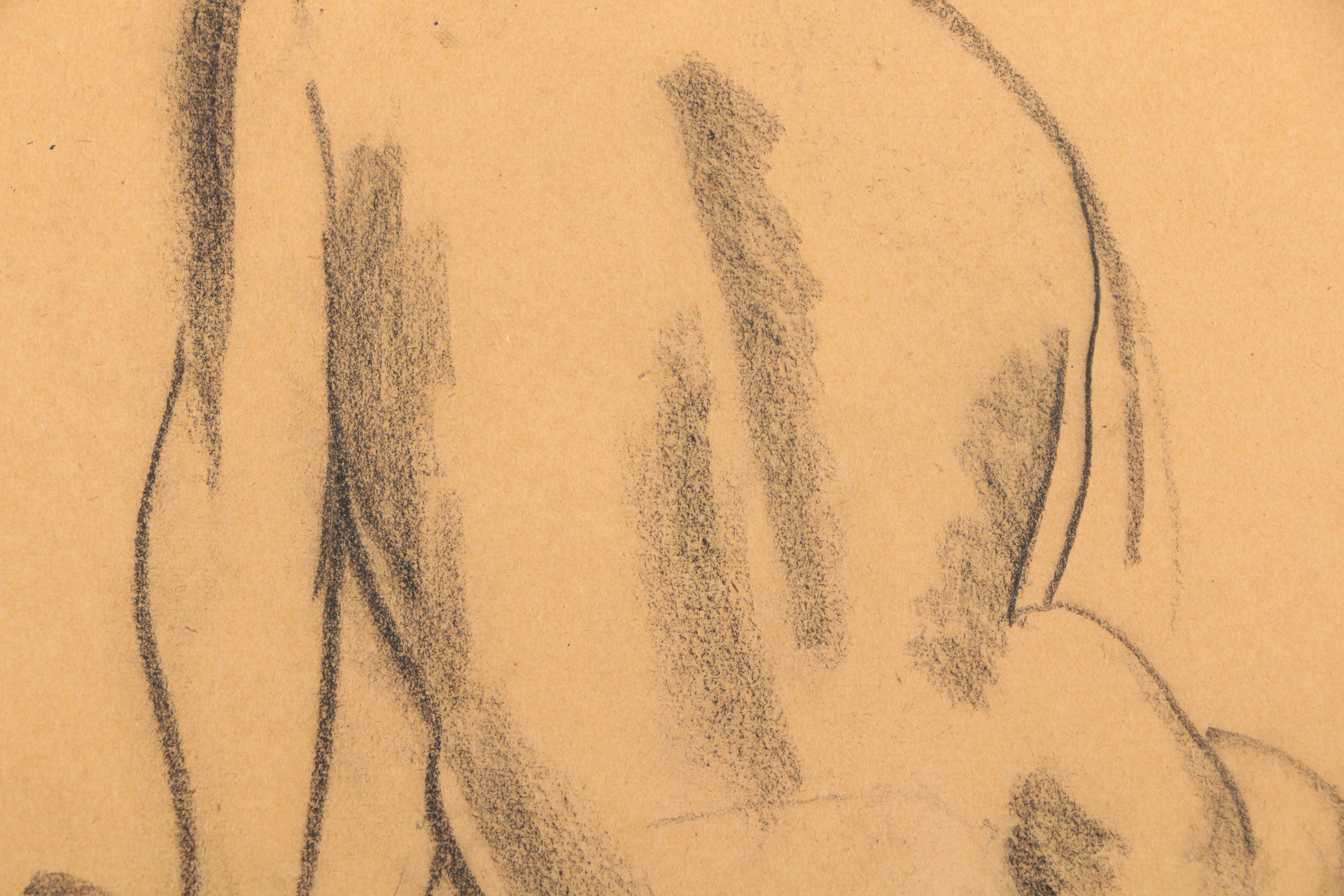 Charcoal on Paper "Untitled (Back View - Seated Nude)"