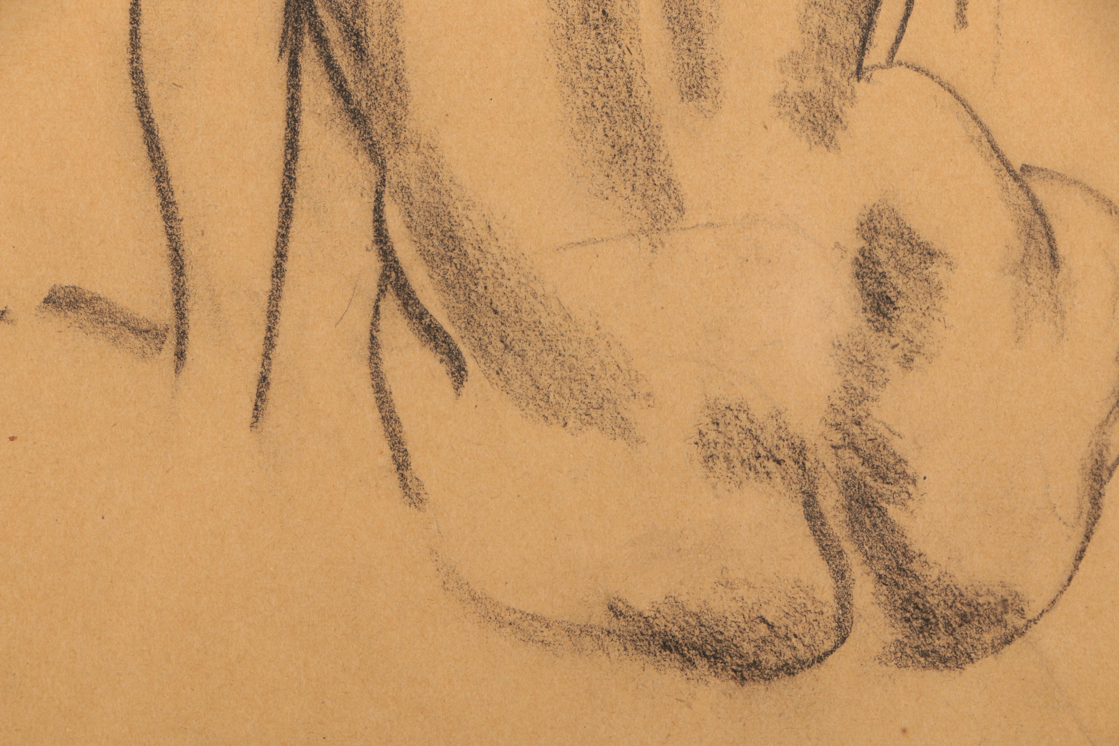 Charcoal on Paper "Untitled (Back View - Seated Nude)"