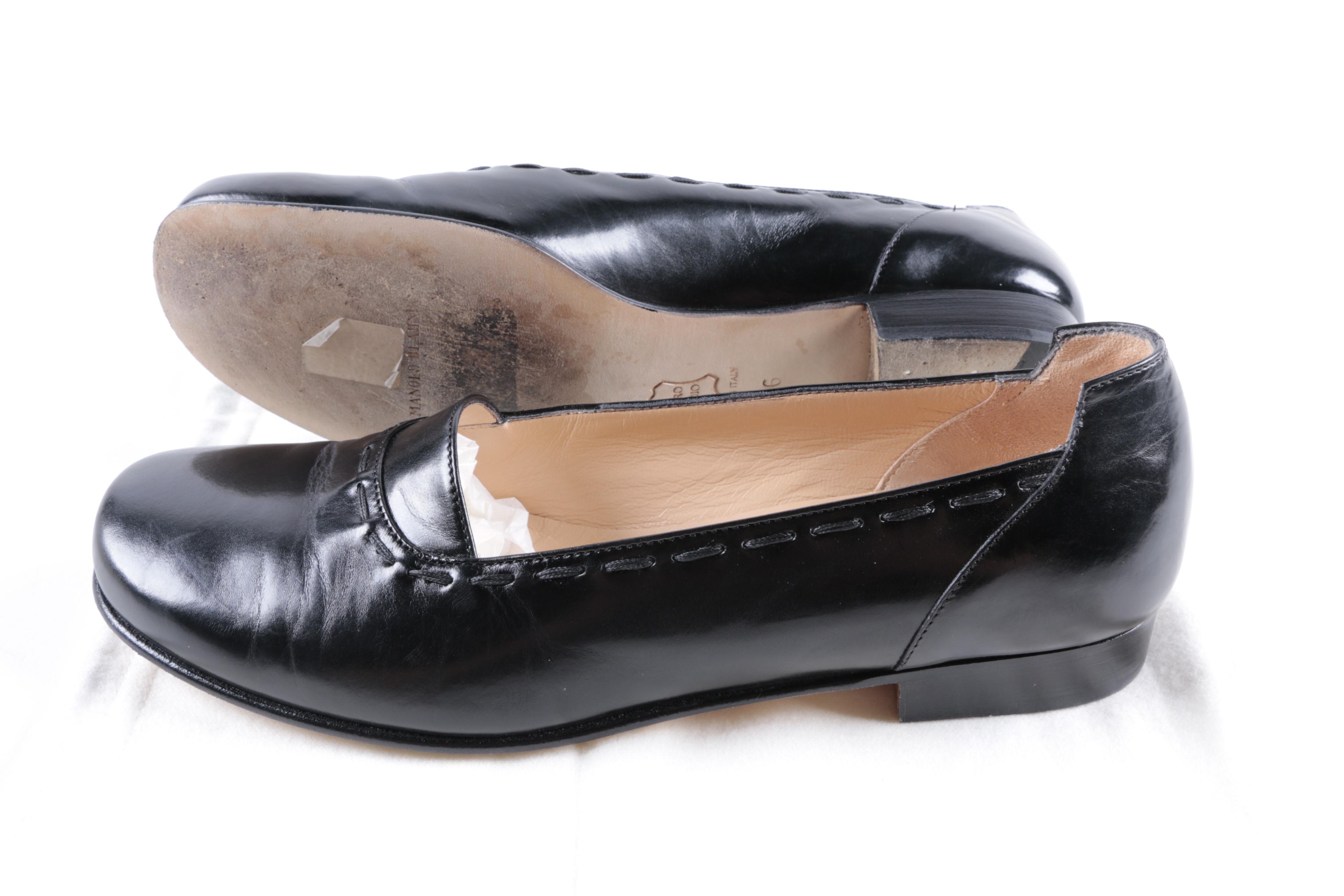Manolo Blahnik Black Leather Loafers