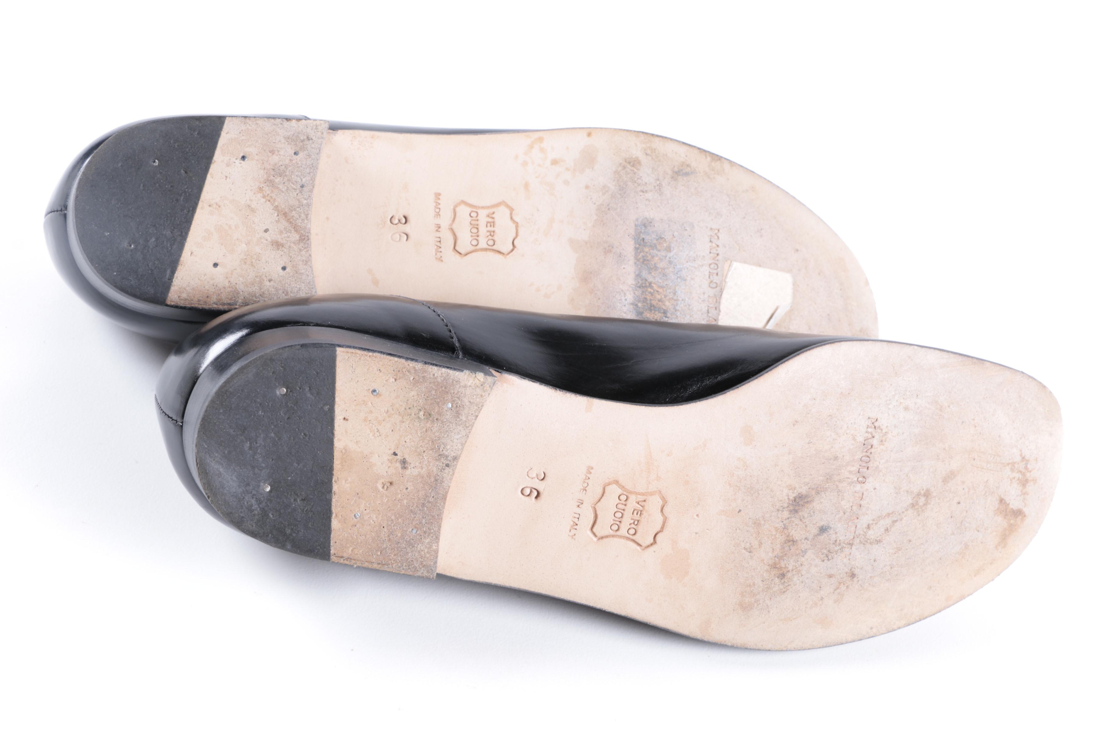 Manolo Blahnik Black Leather Loafers