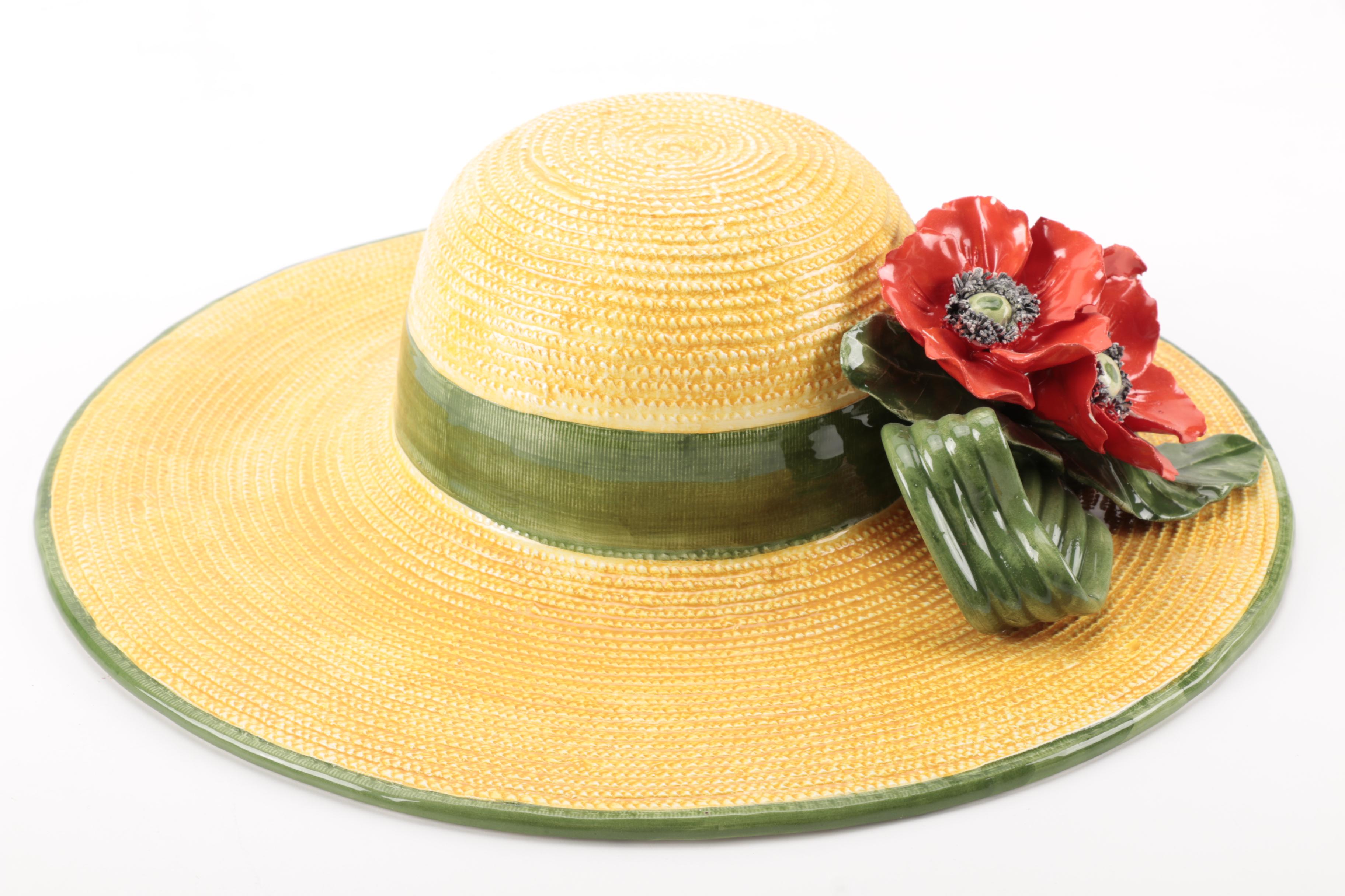 White and Brown Ceramic Sun Hat Figurines