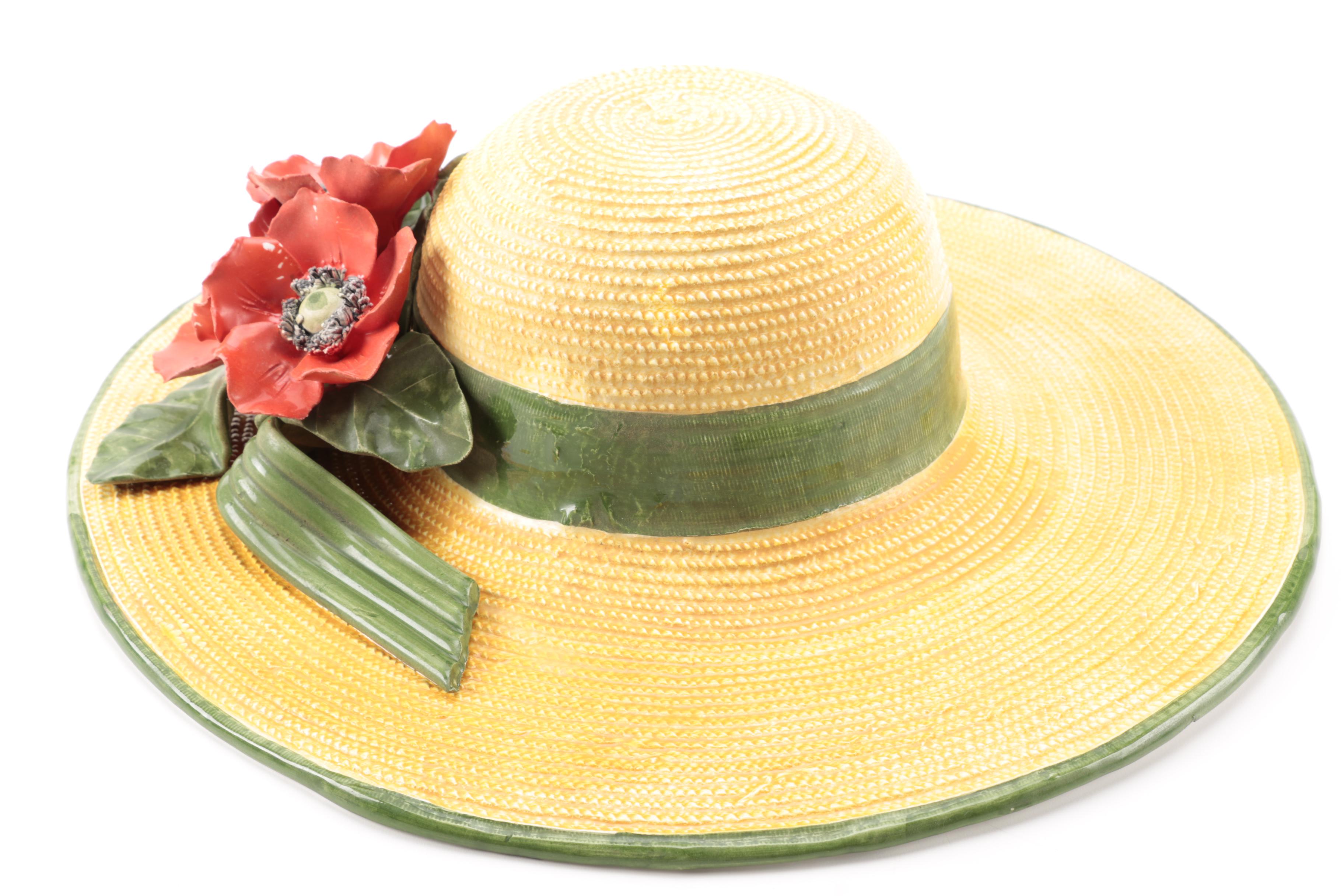 White and Brown Ceramic Sun Hat Figurines