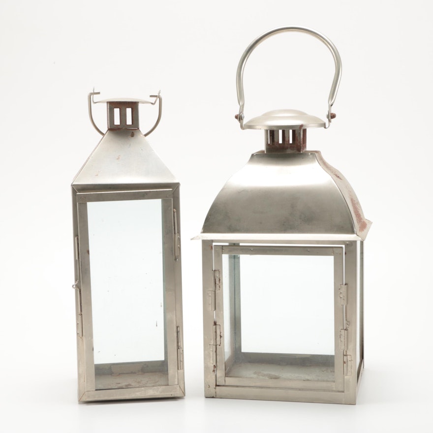 Decorative Glass and Steel Metal Lanterns