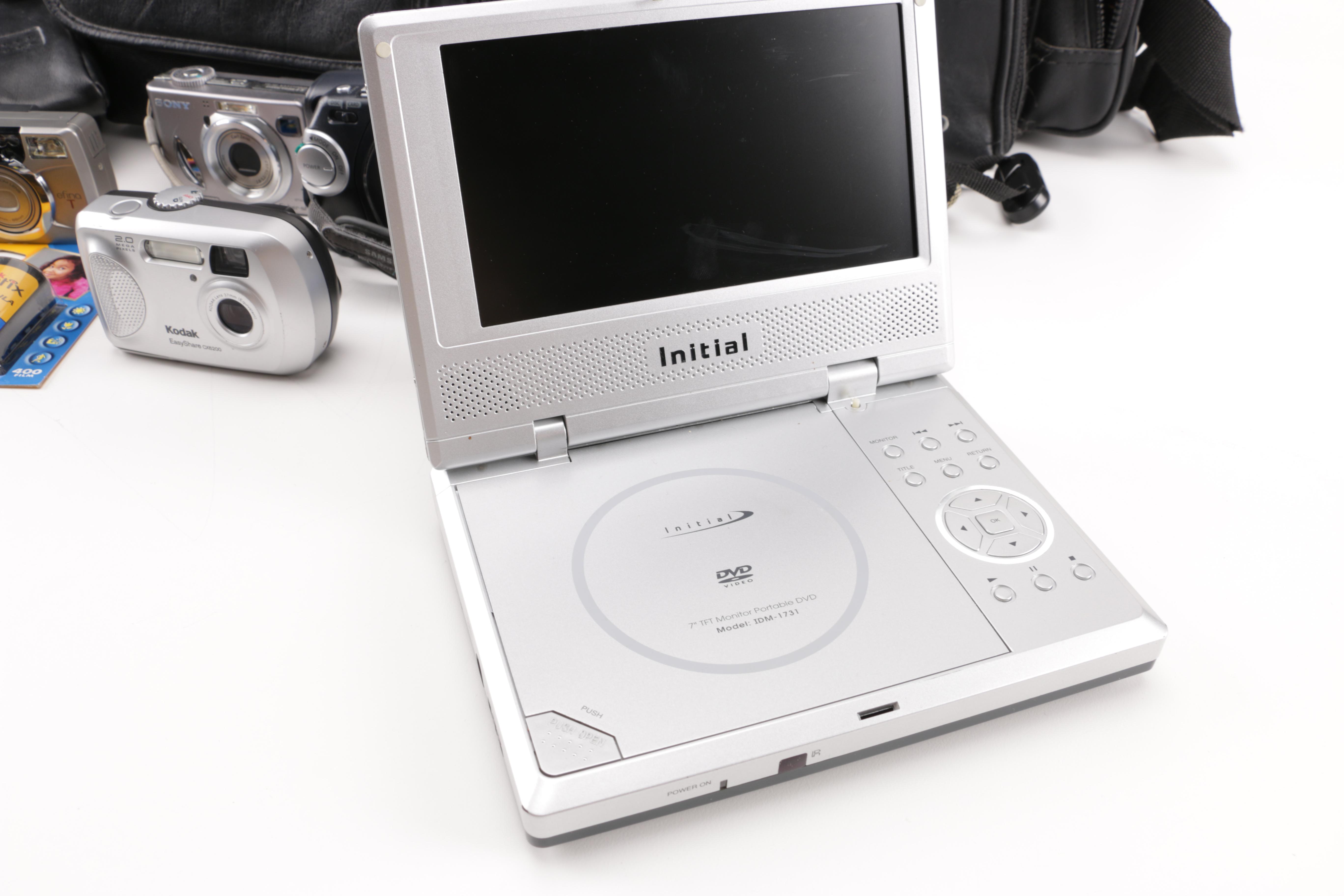 Photography Equipment Collection and Portable DVD Player