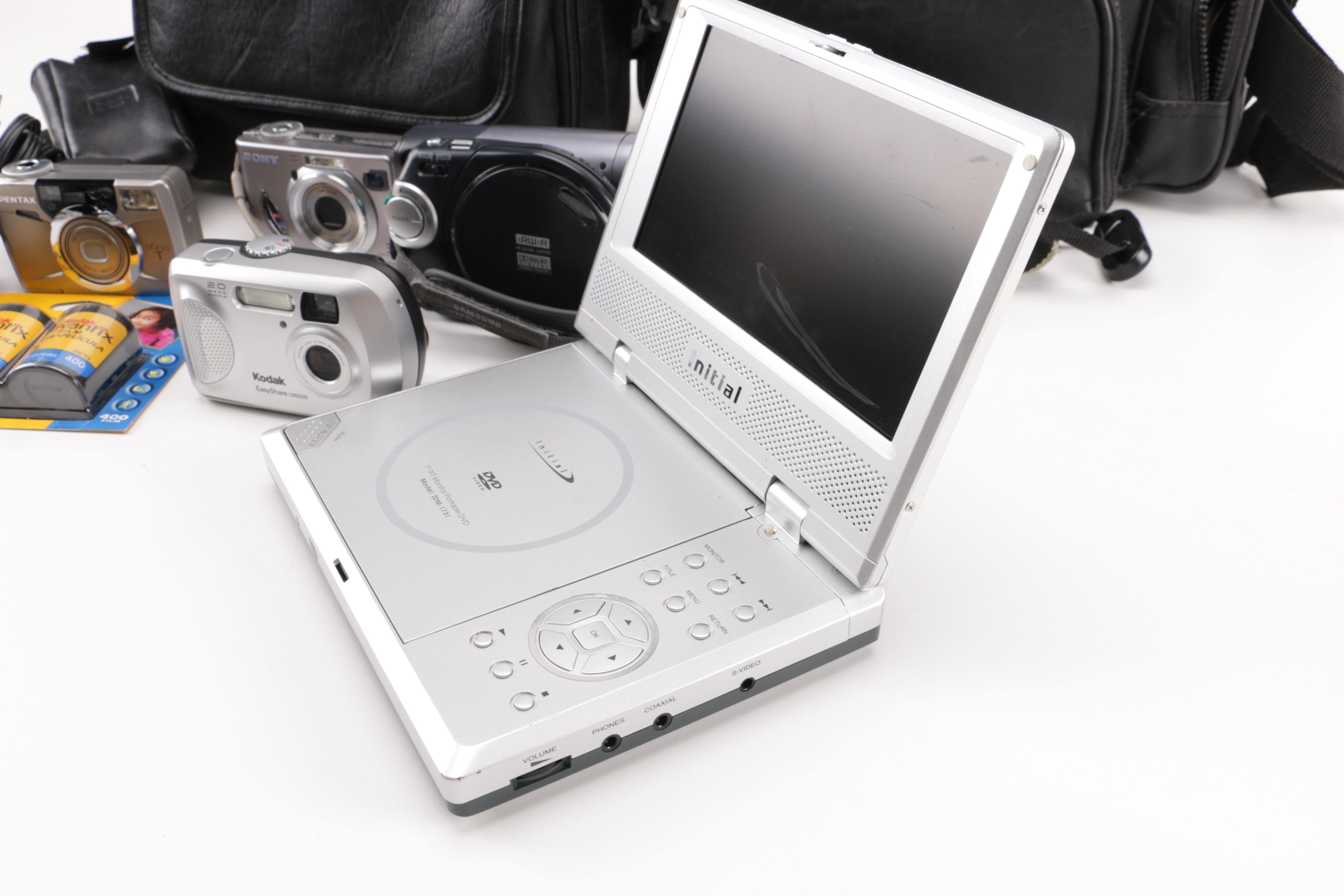 Photography Equipment Collection and Portable DVD Player