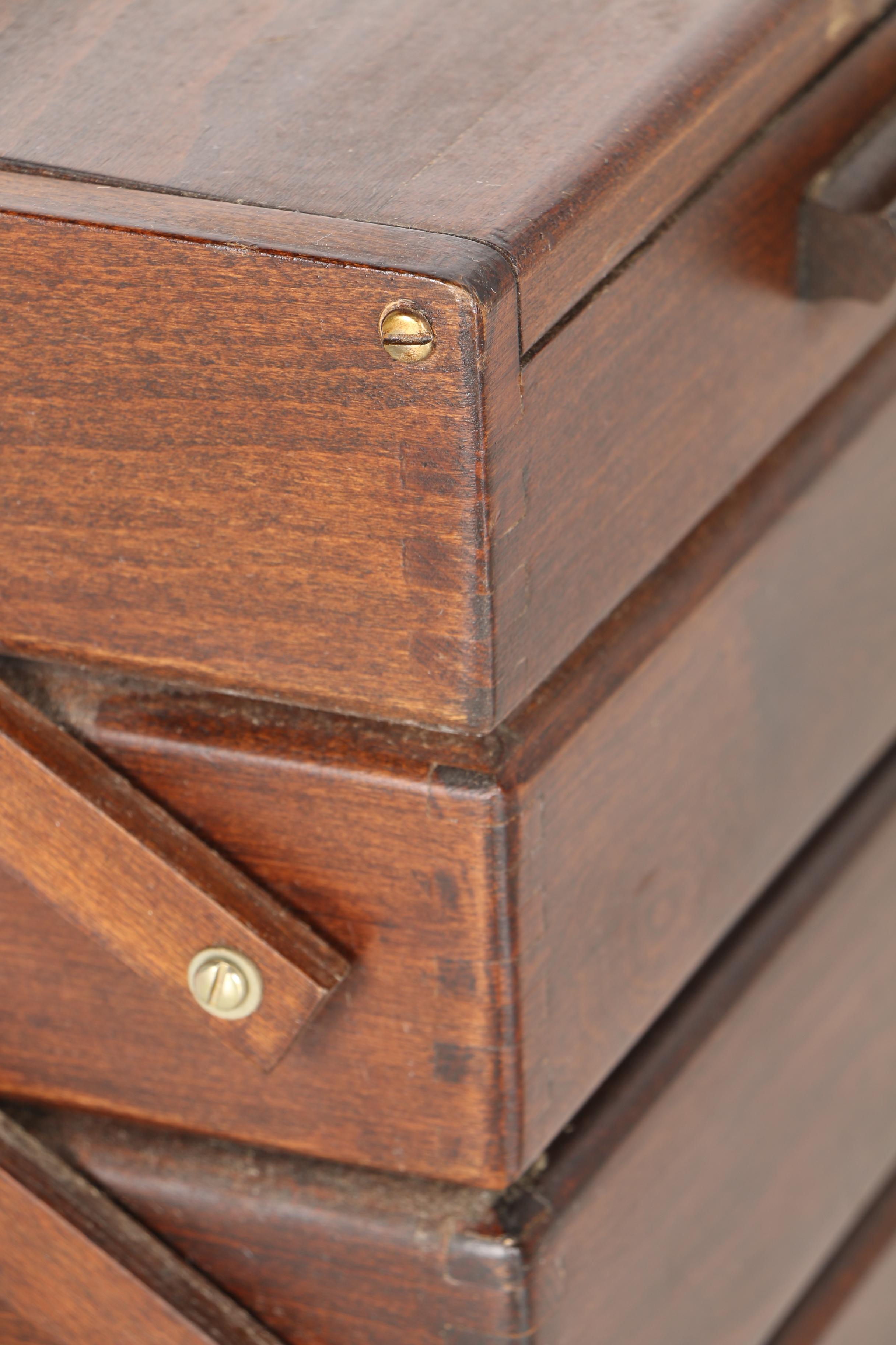 Vintage Wooden Fold-Out Sewing Box With Thread and Supplies