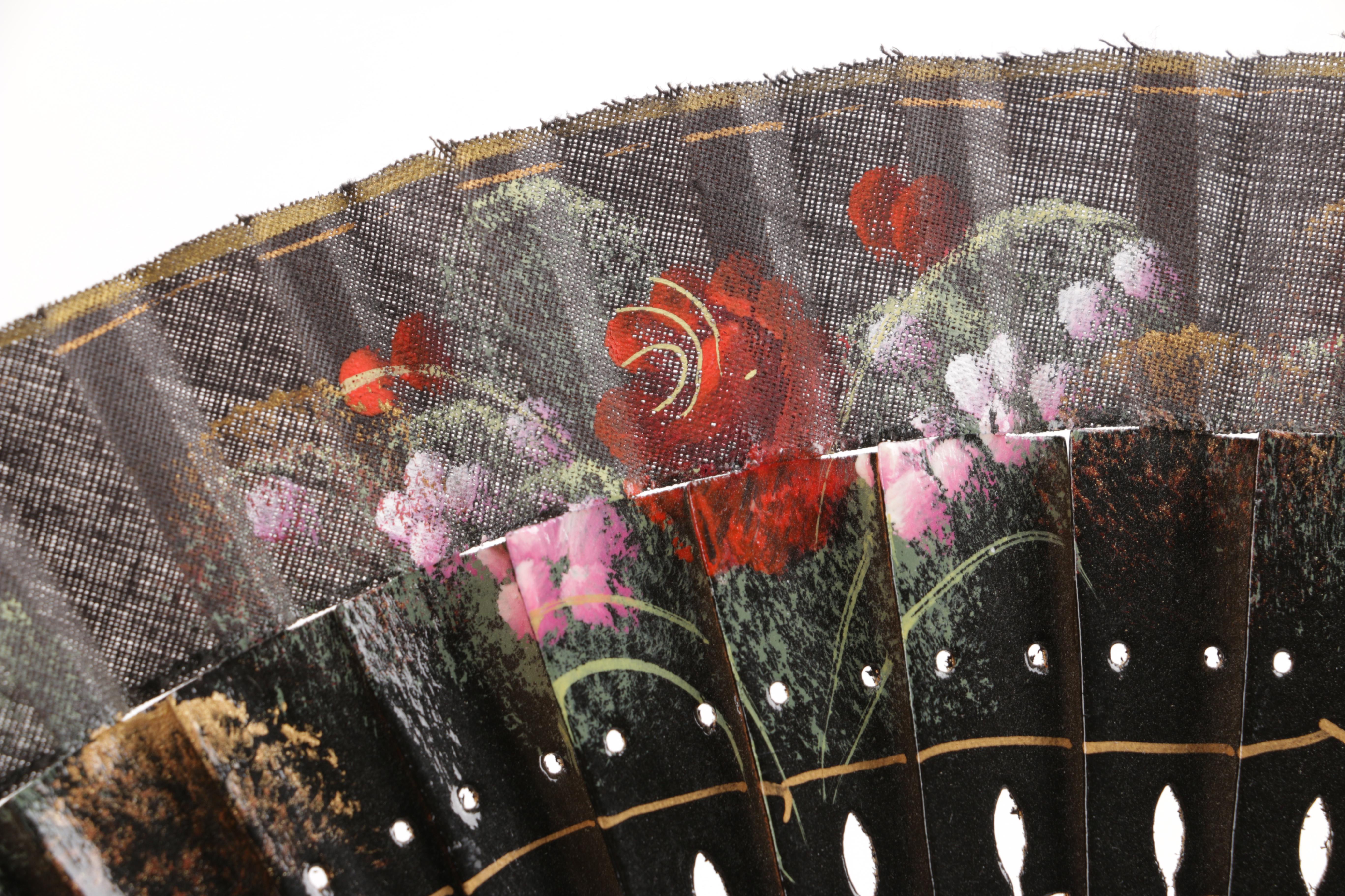 Floral Fans Including Stand