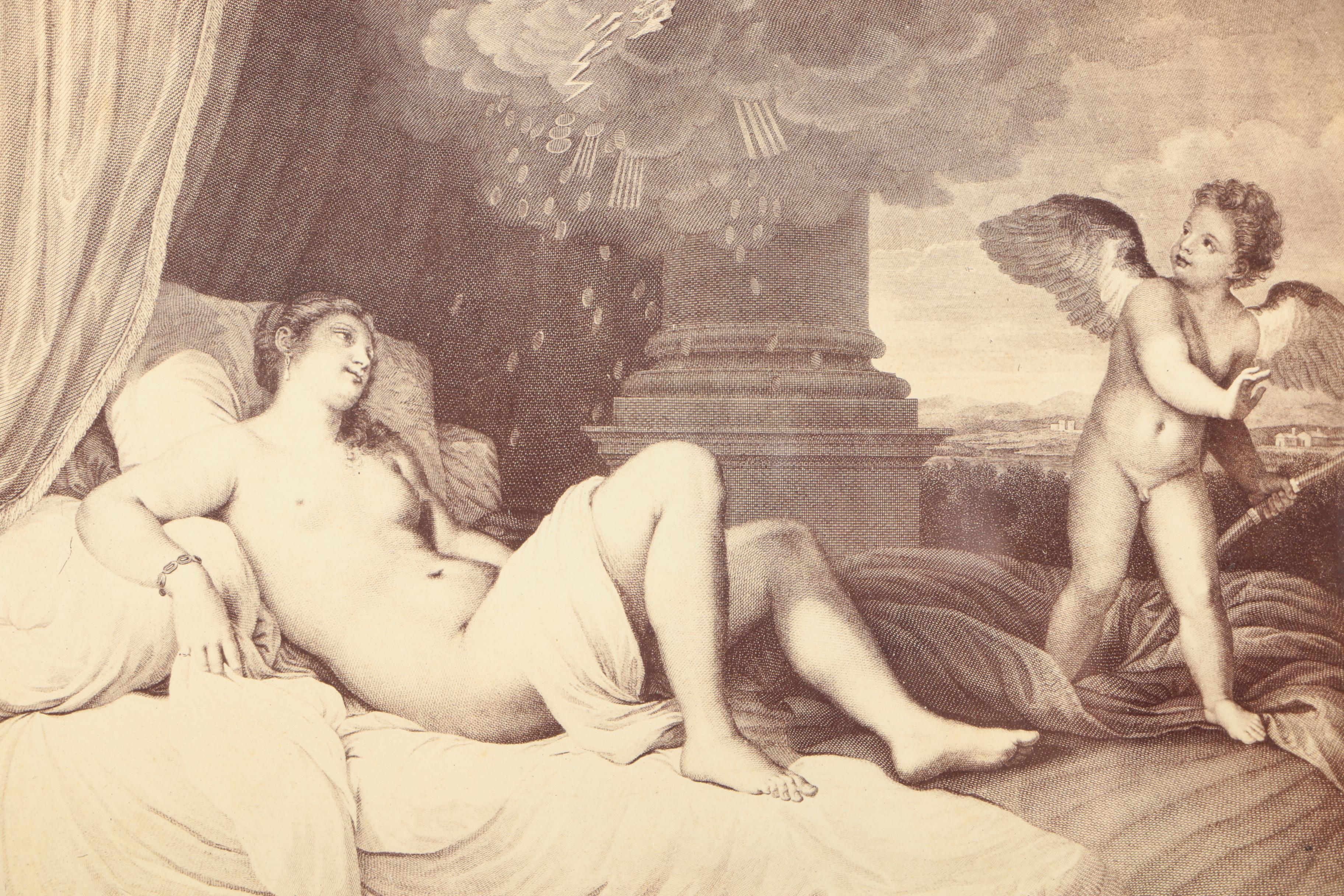 Reproduction of an Engraving After Titian "Danaë with Eros"