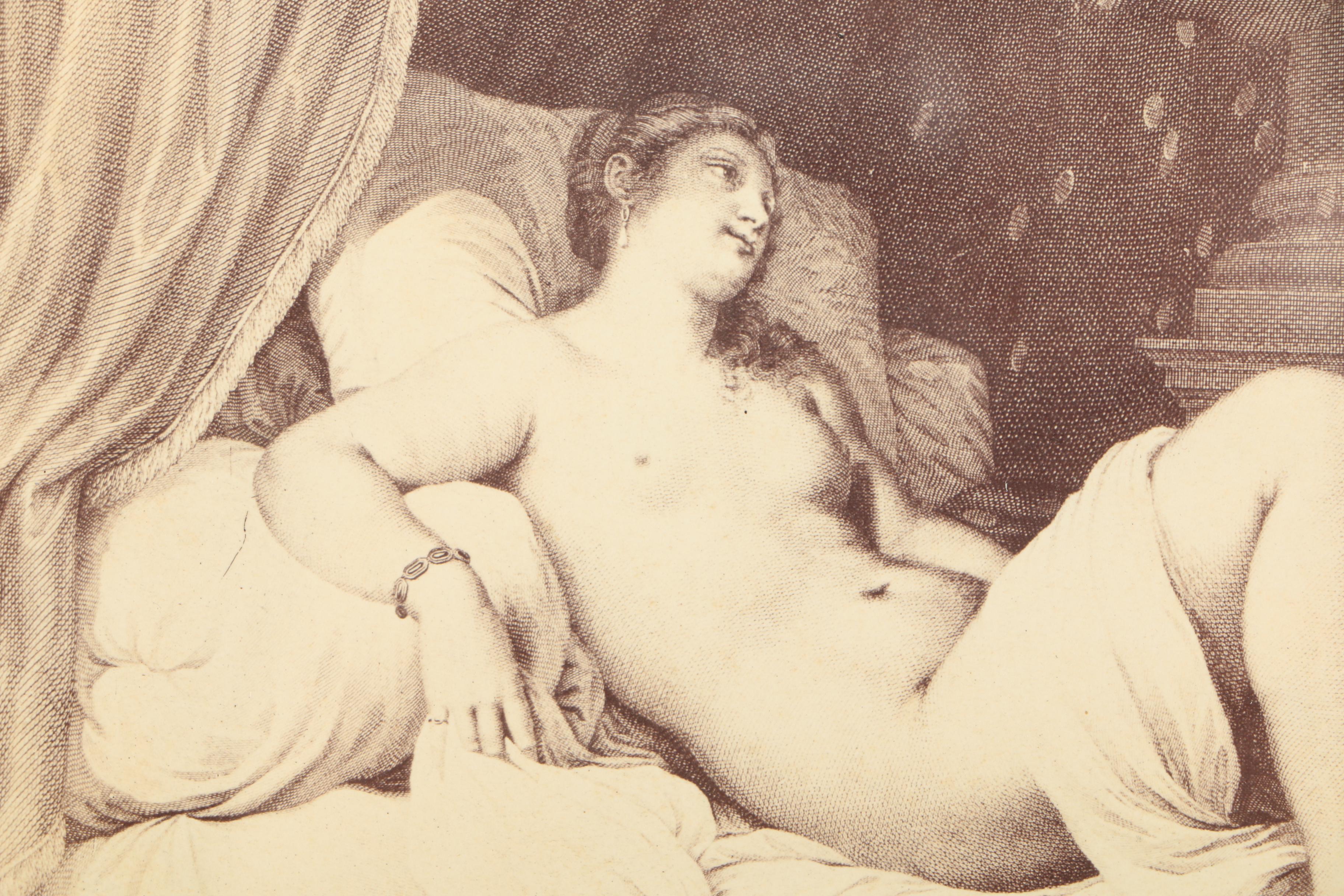 Reproduction of an Engraving After Titian "Danaë with Eros"