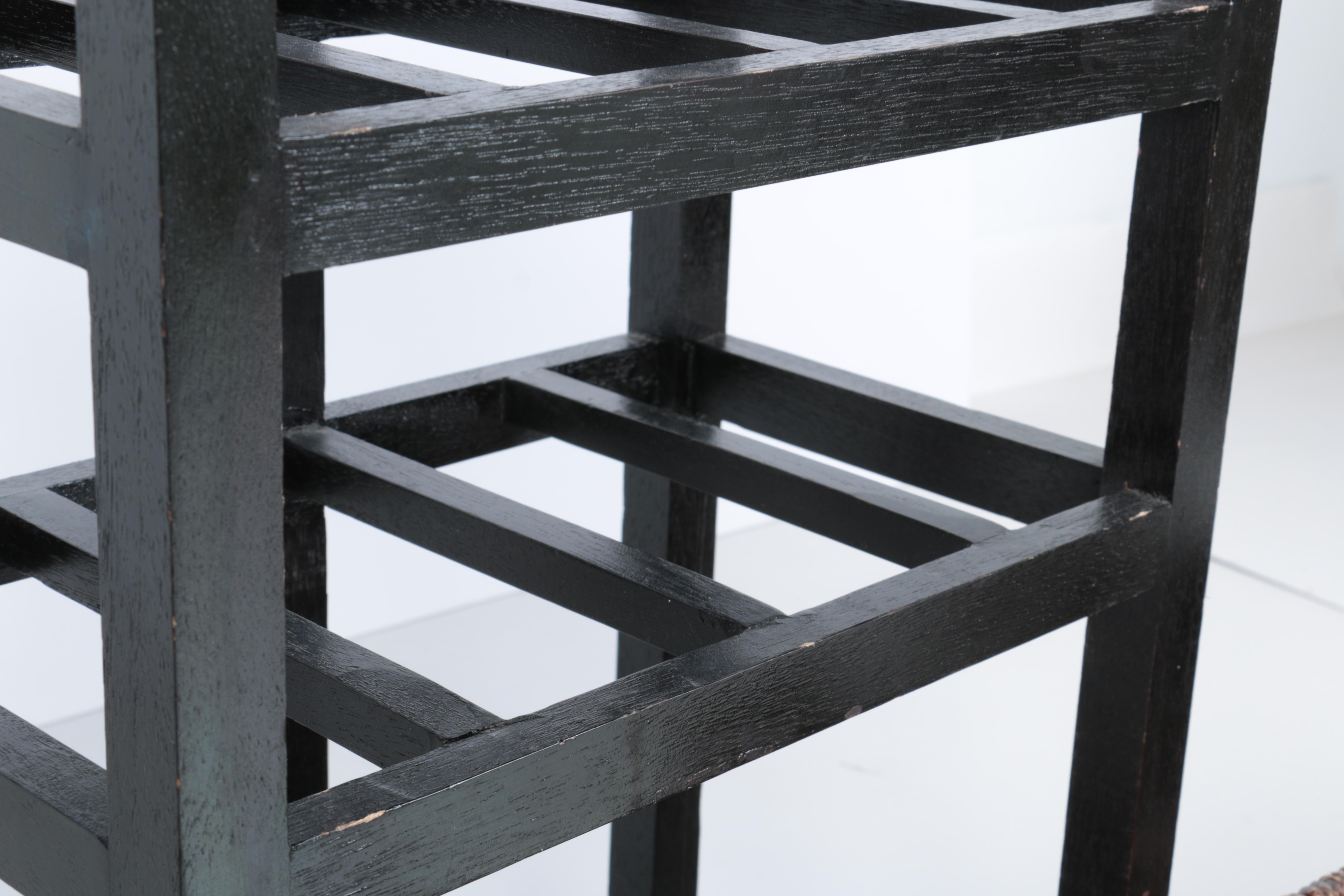 Contemporary Wooden Shelf With Wicker Baskets