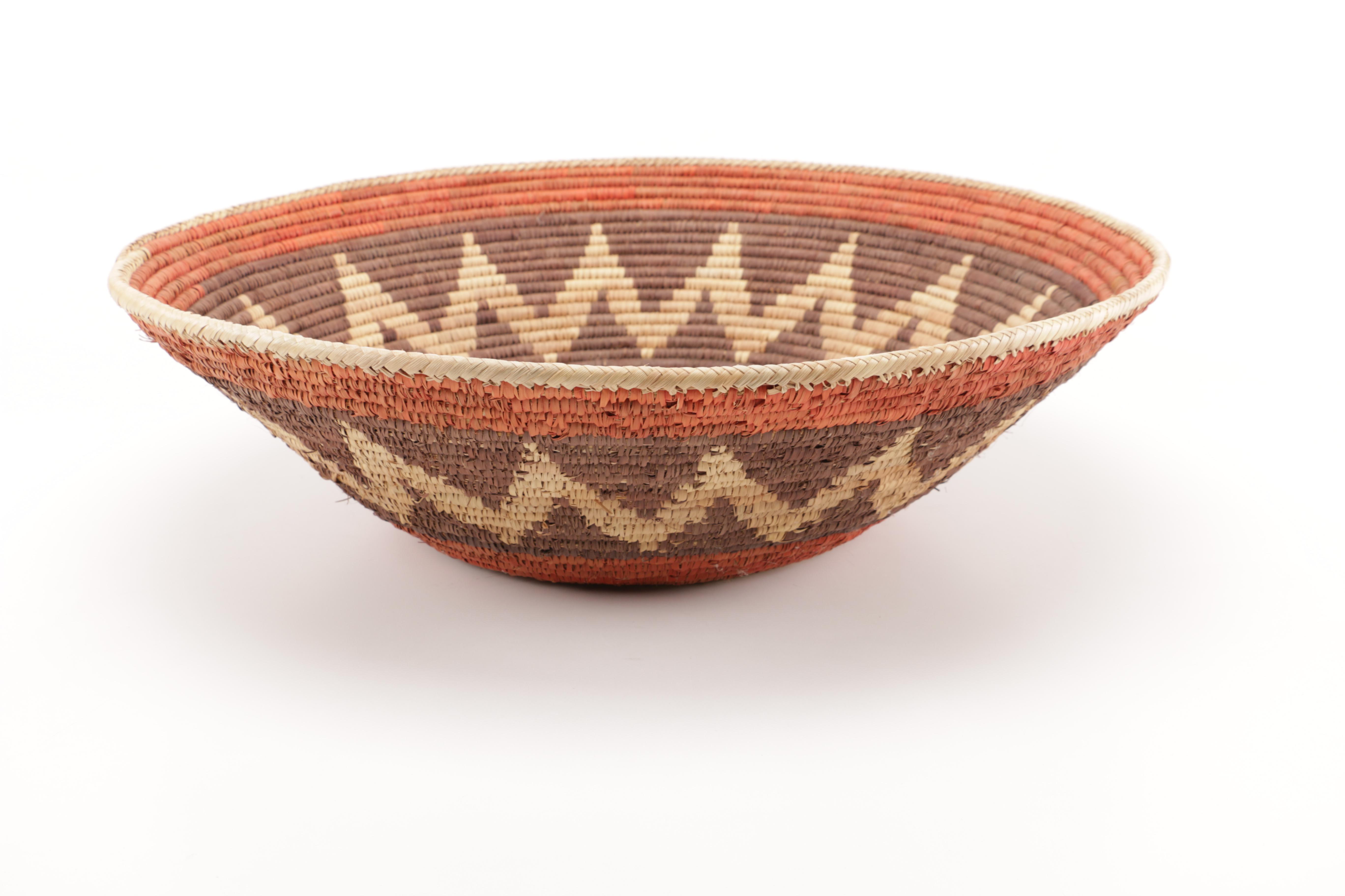 Hopi Style Woven Wicker Coil Basket