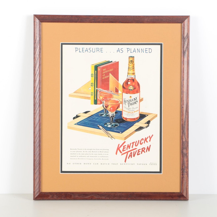 Offset Lithograph Advertisement for Kentucky Tavern "Pleasure as Planned"