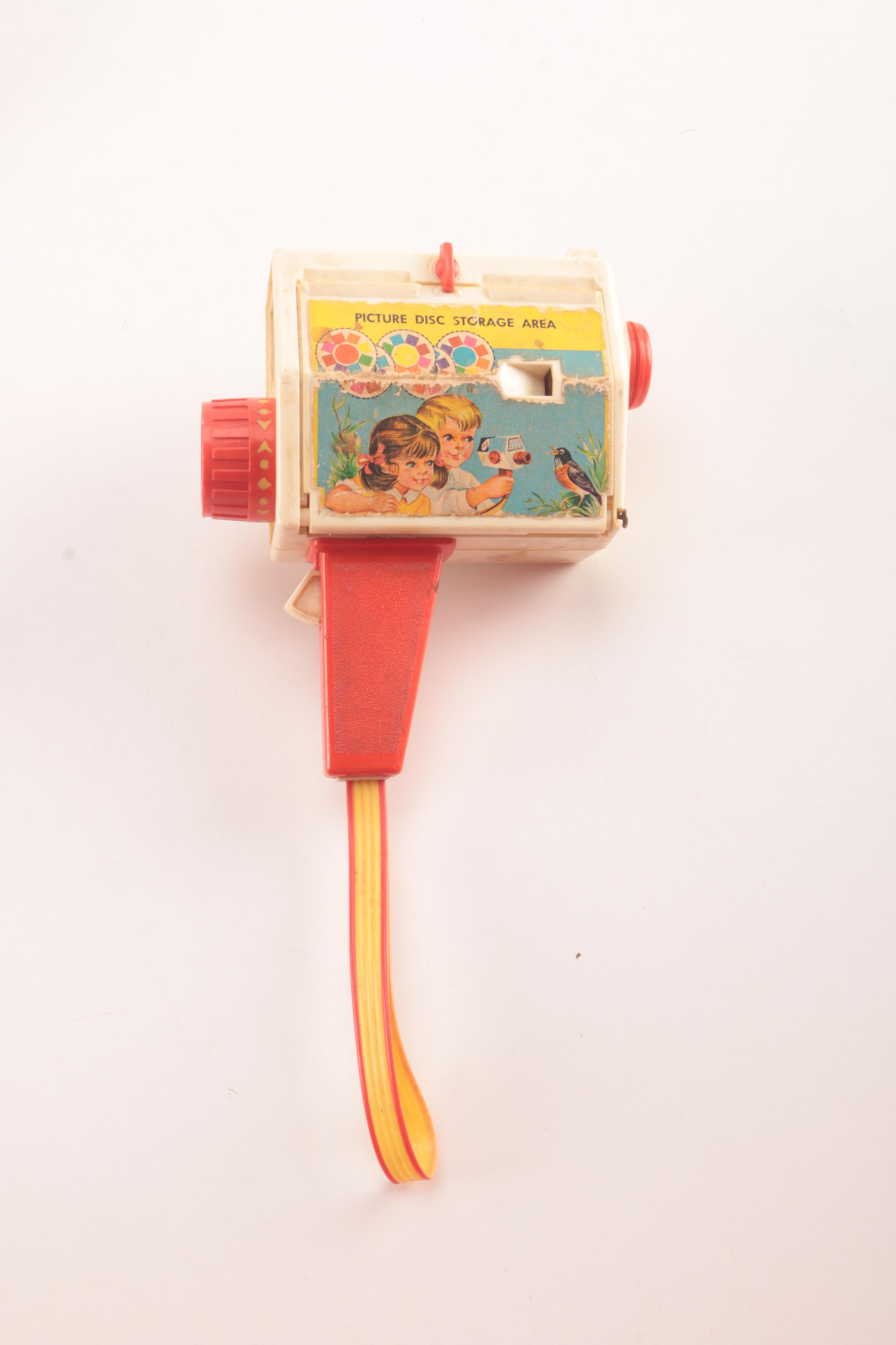 Vintage Talking View Master and Fisher Price Music Box Movie Camera