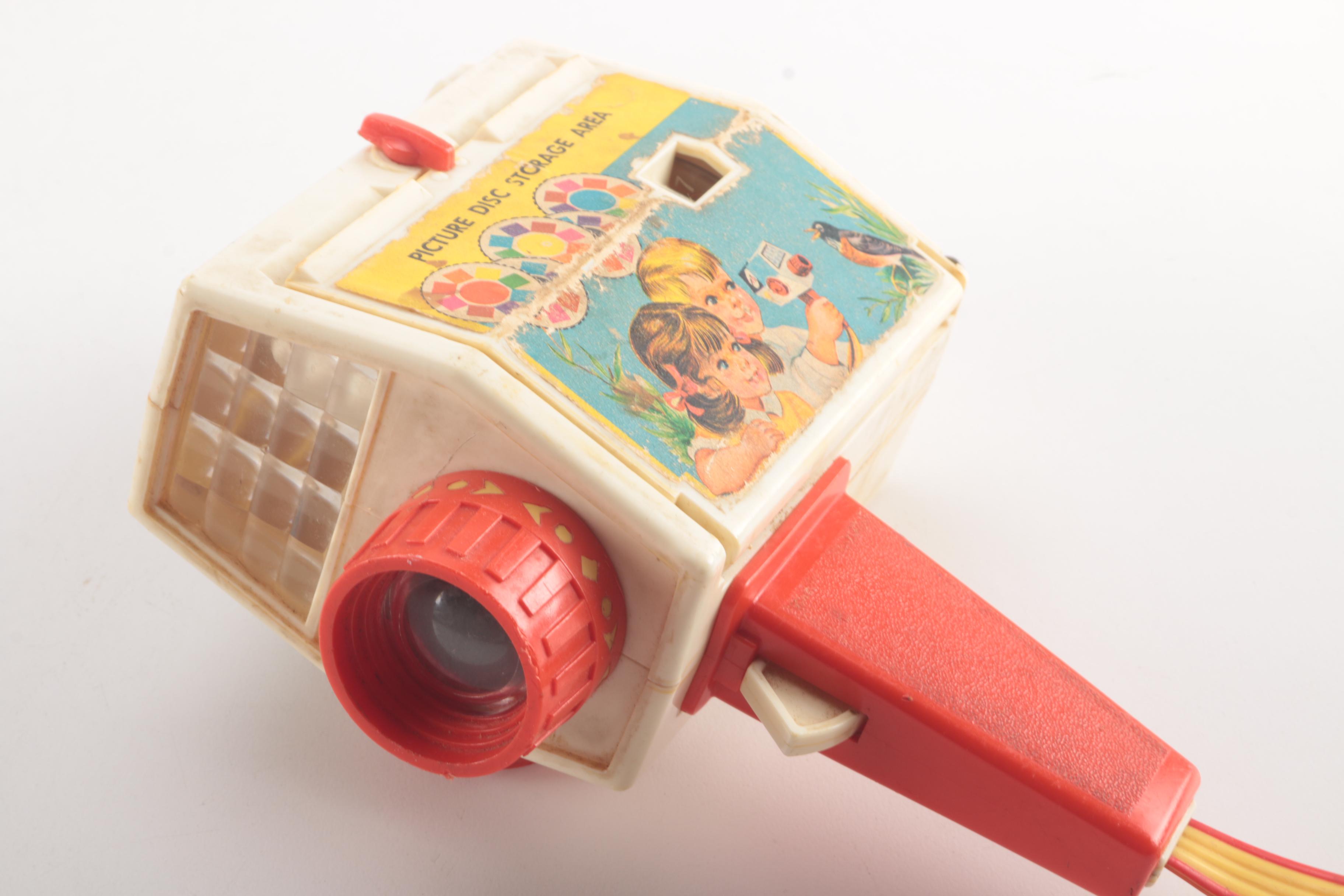 Vintage Talking View Master and Fisher Price Music Box Movie Camera