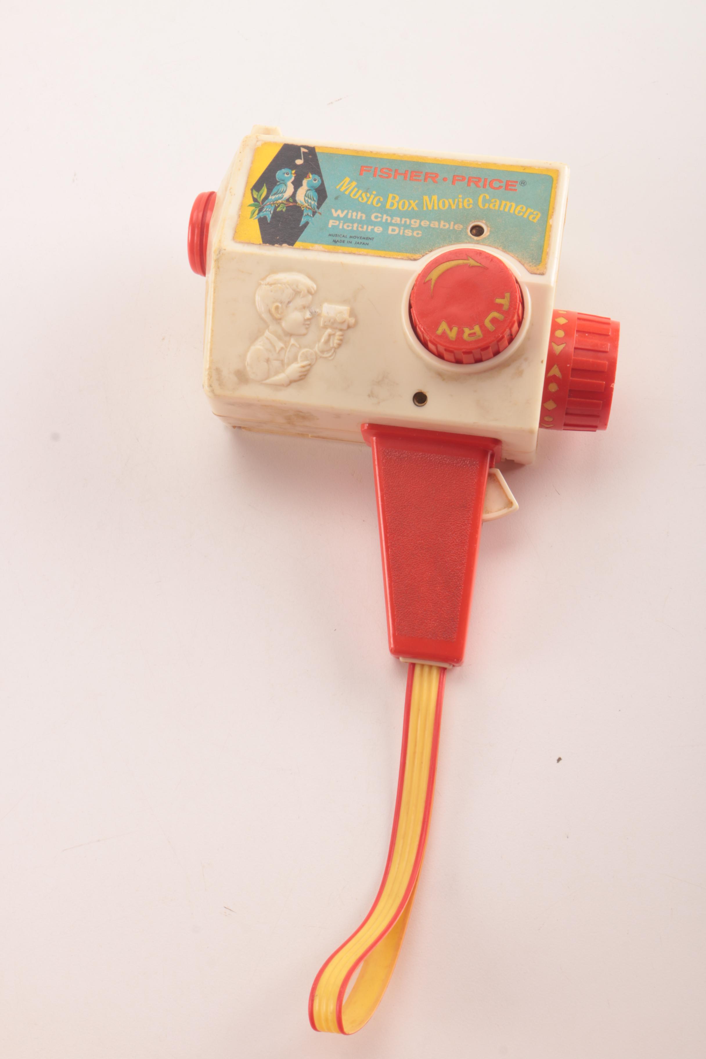 Vintage Talking View Master and Fisher Price Music Box Movie Camera