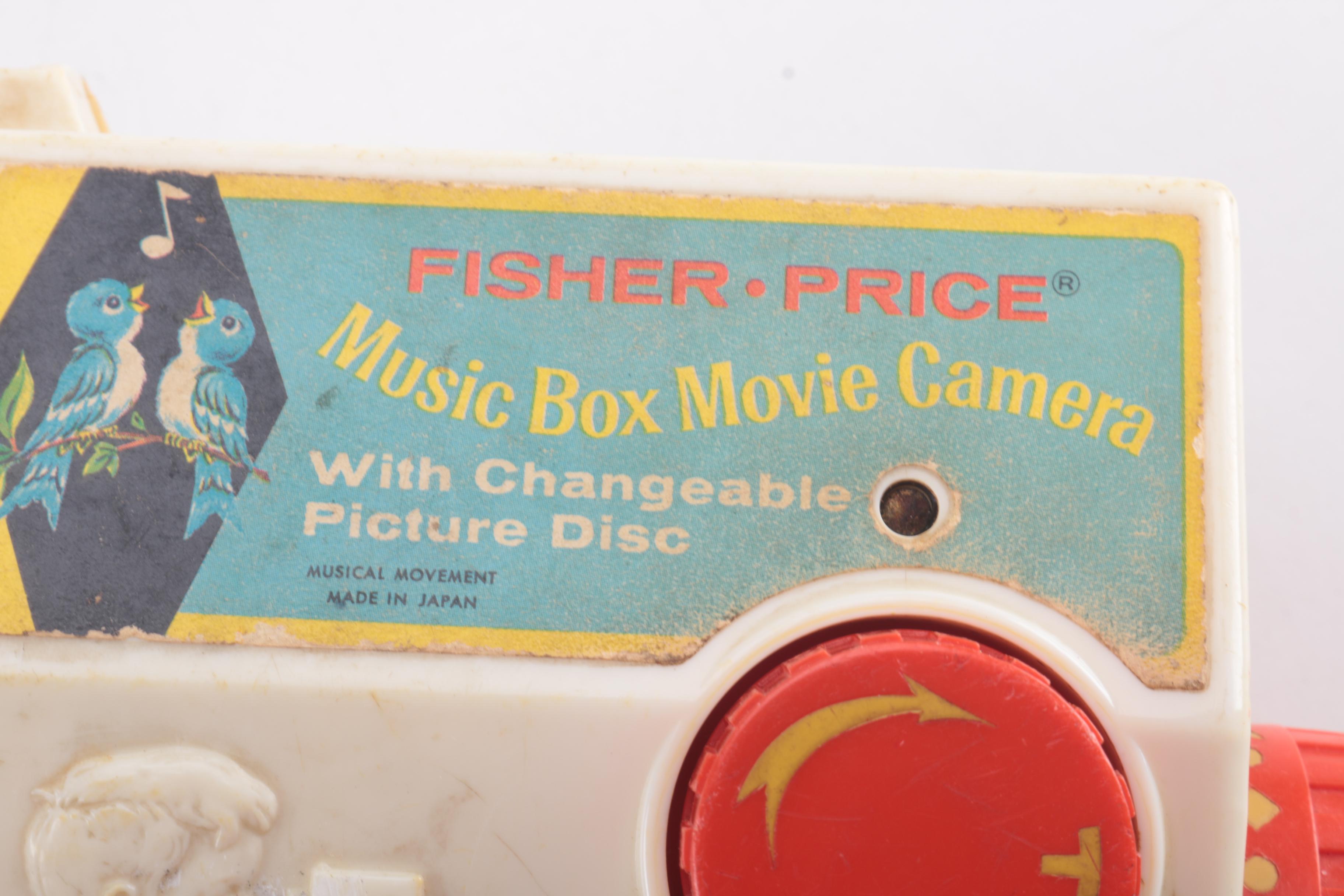 Vintage Talking View Master and Fisher Price Music Box Movie Camera