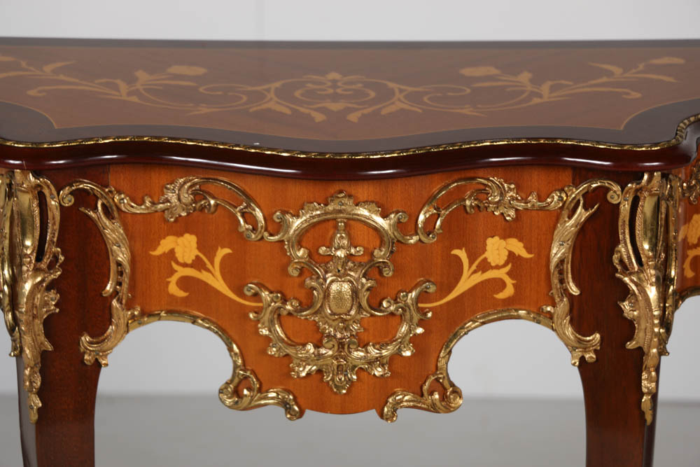 Contemporary Louis XV Style Demi-lune Inlaid Console Table