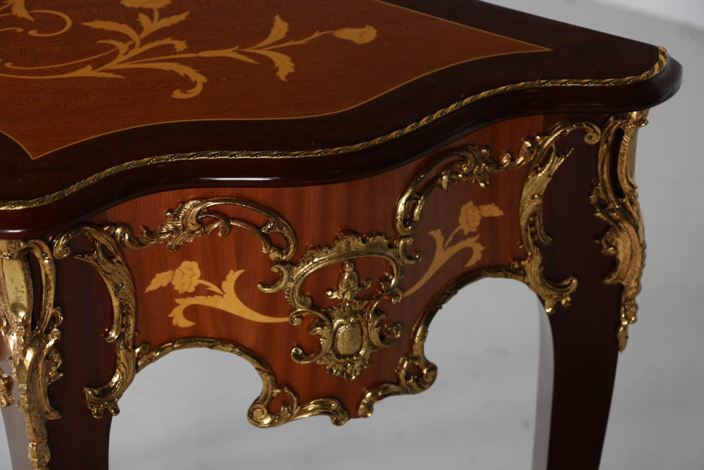 Contemporary Louis XV Style Demi-lune Inlaid Console Table