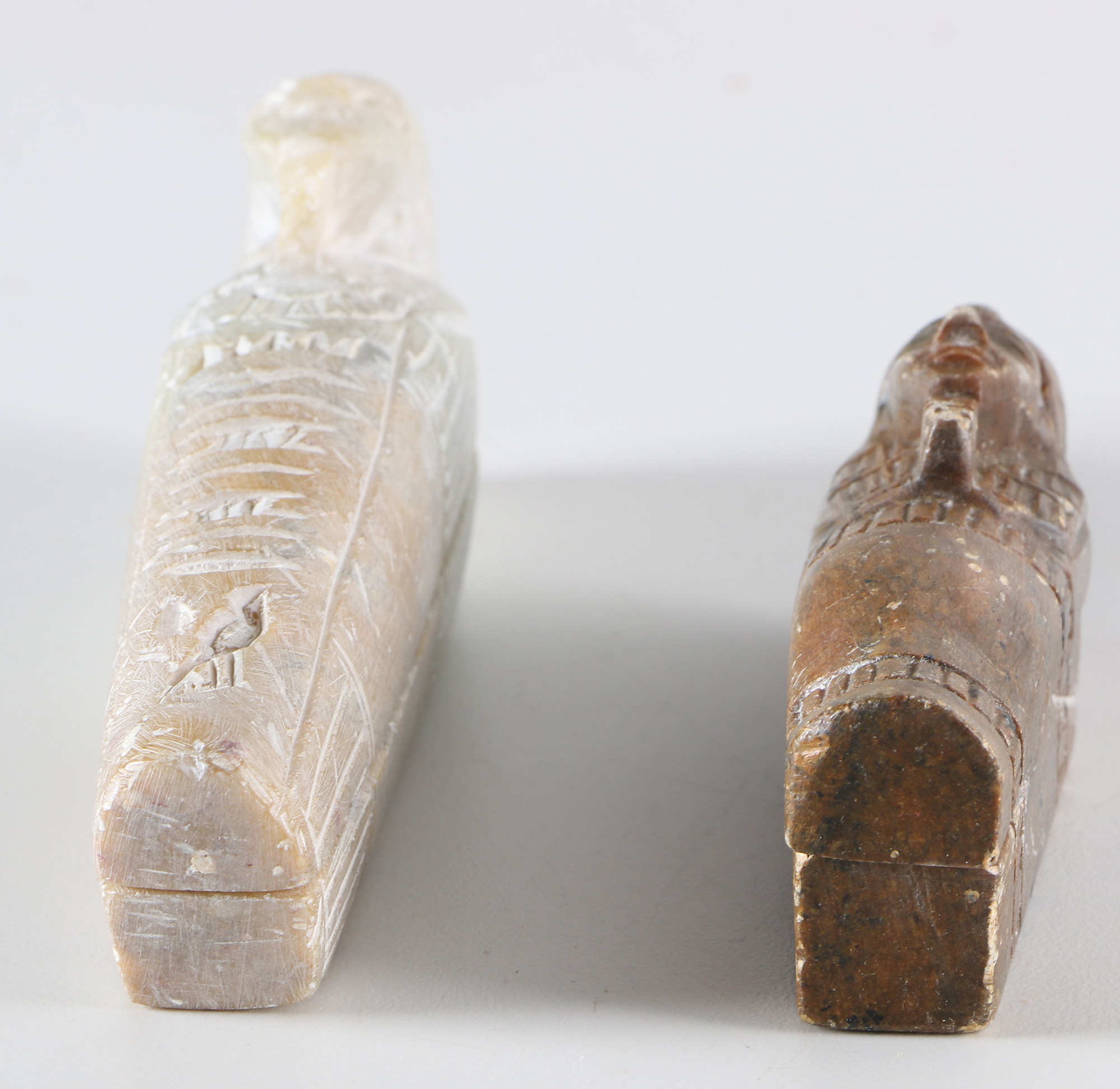 Carved Soapstone Sarcophagus Figurines