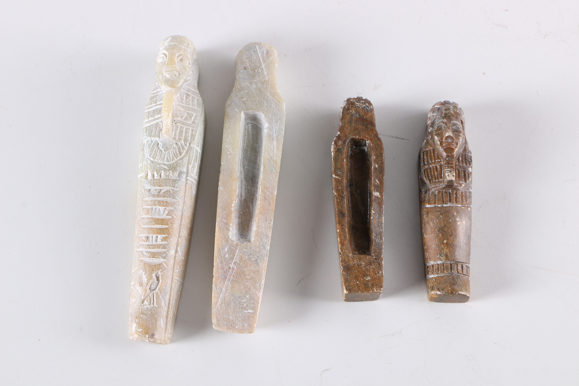 Carved Soapstone Sarcophagus Figurines