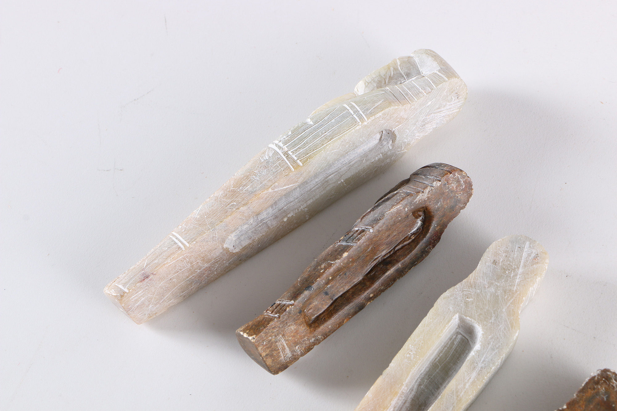Carved Soapstone Sarcophagus Figurines