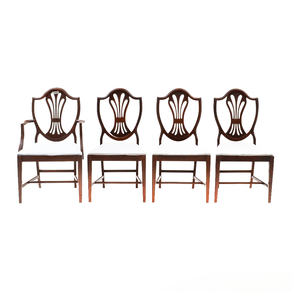 Vintage Hepplewhite Style Shield Back Dining Chairs