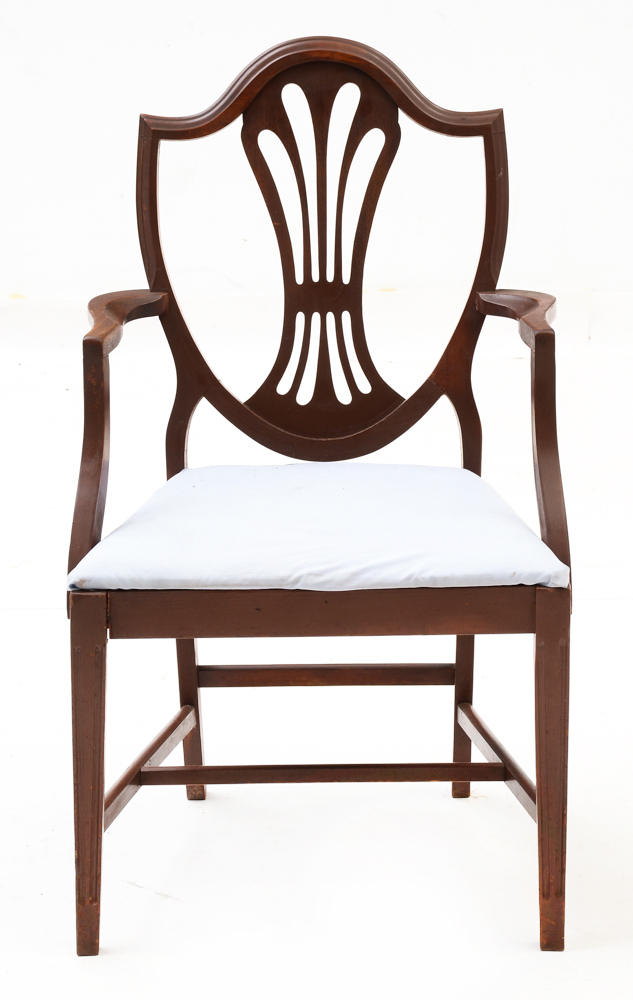 Vintage Hepplewhite Style Shield Back Dining Chairs