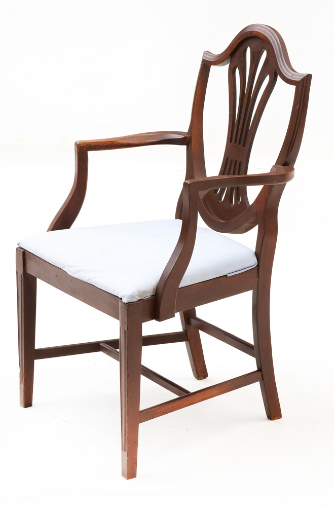 Vintage Hepplewhite Style Shield Back Dining Chairs