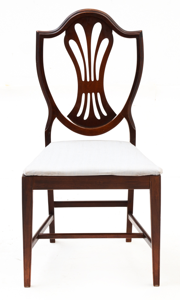 Vintage Hepplewhite Style Shield Back Dining Chairs