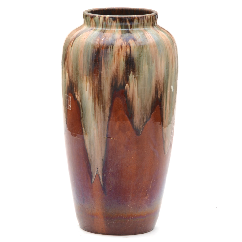 Ceramic Baluster Form Drip Glaze Floor Vase