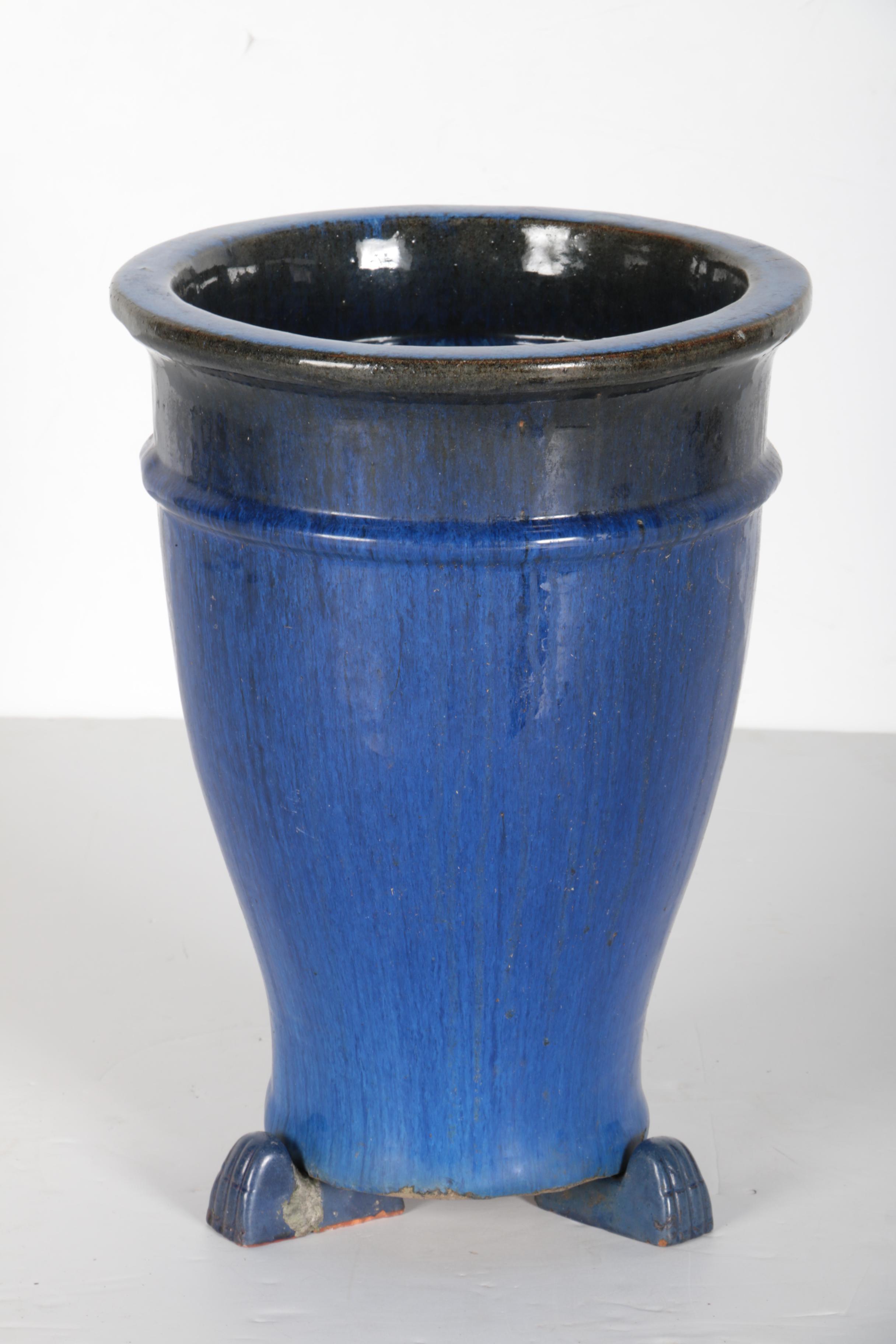 Set of Blue Terra Cotta Flower Pots