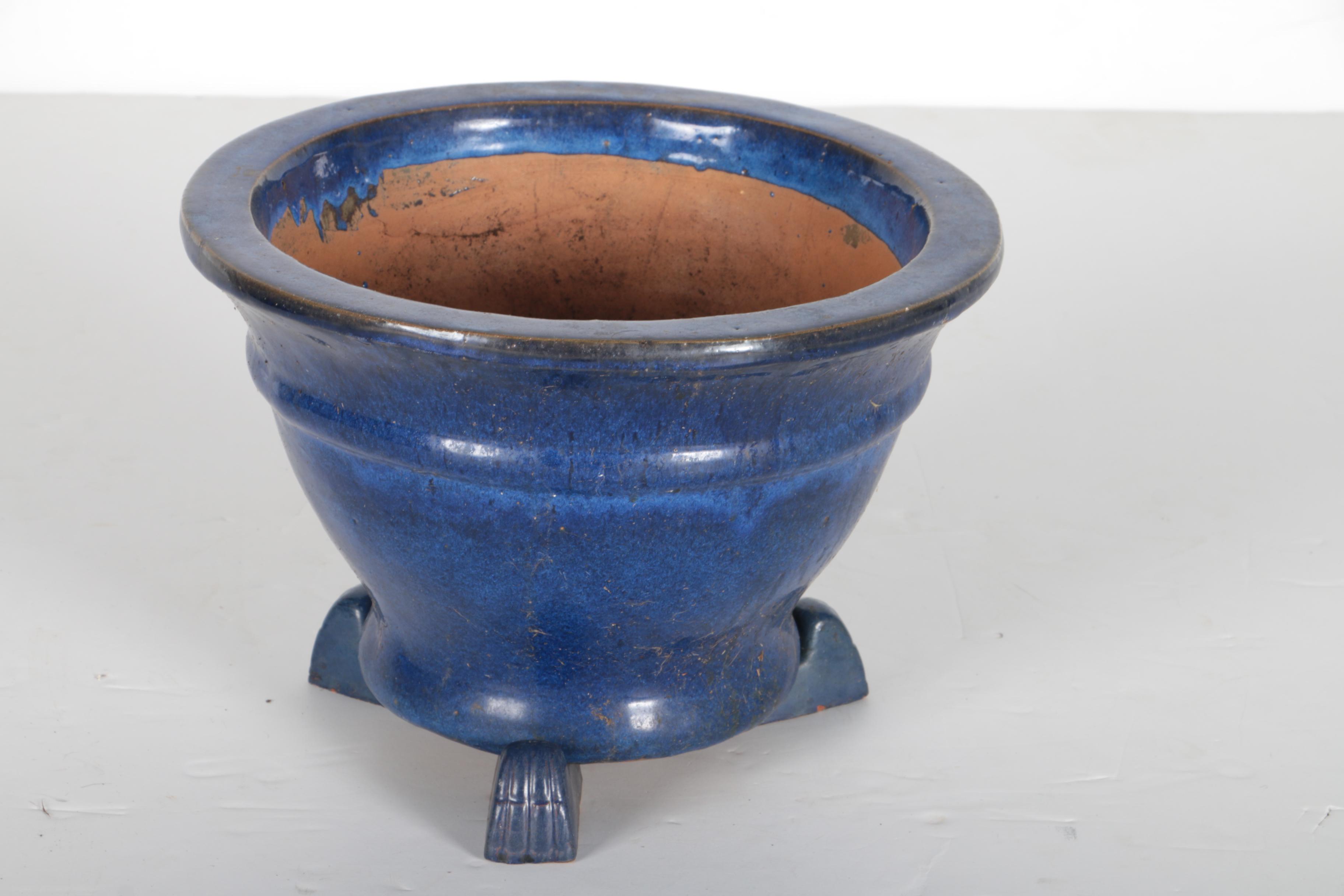 Set of Blue Terra Cotta Flower Pots