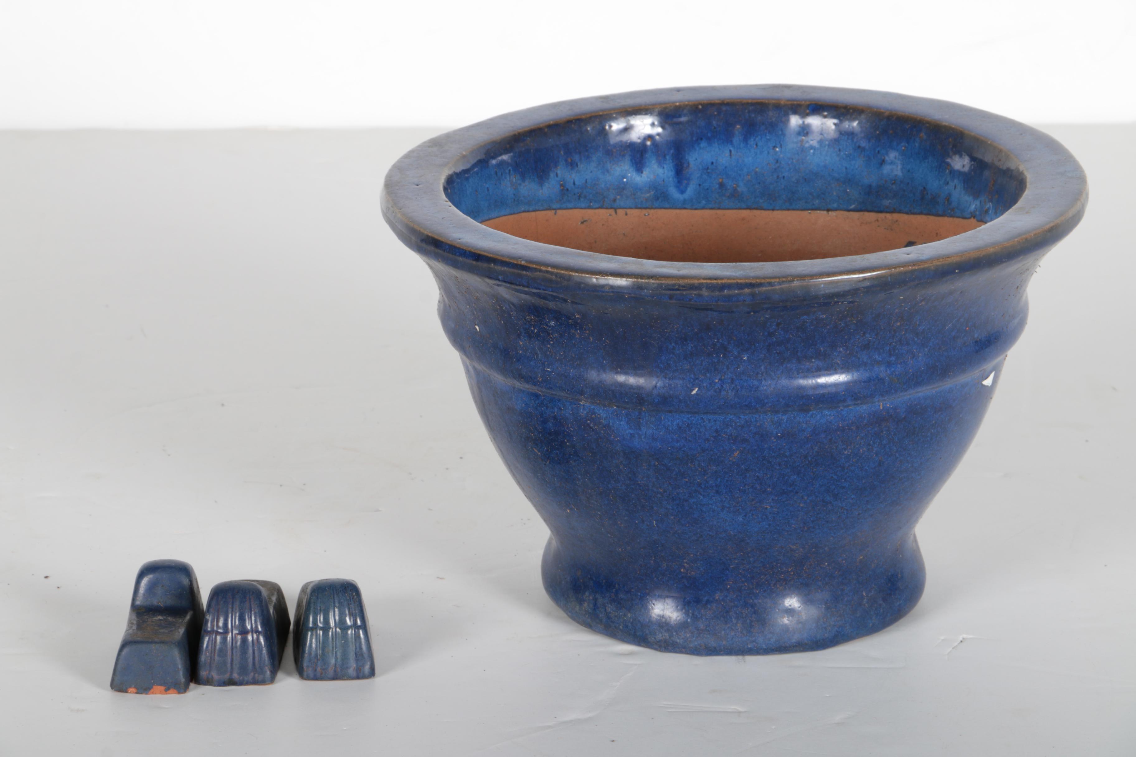 Set of Blue Terra Cotta Flower Pots