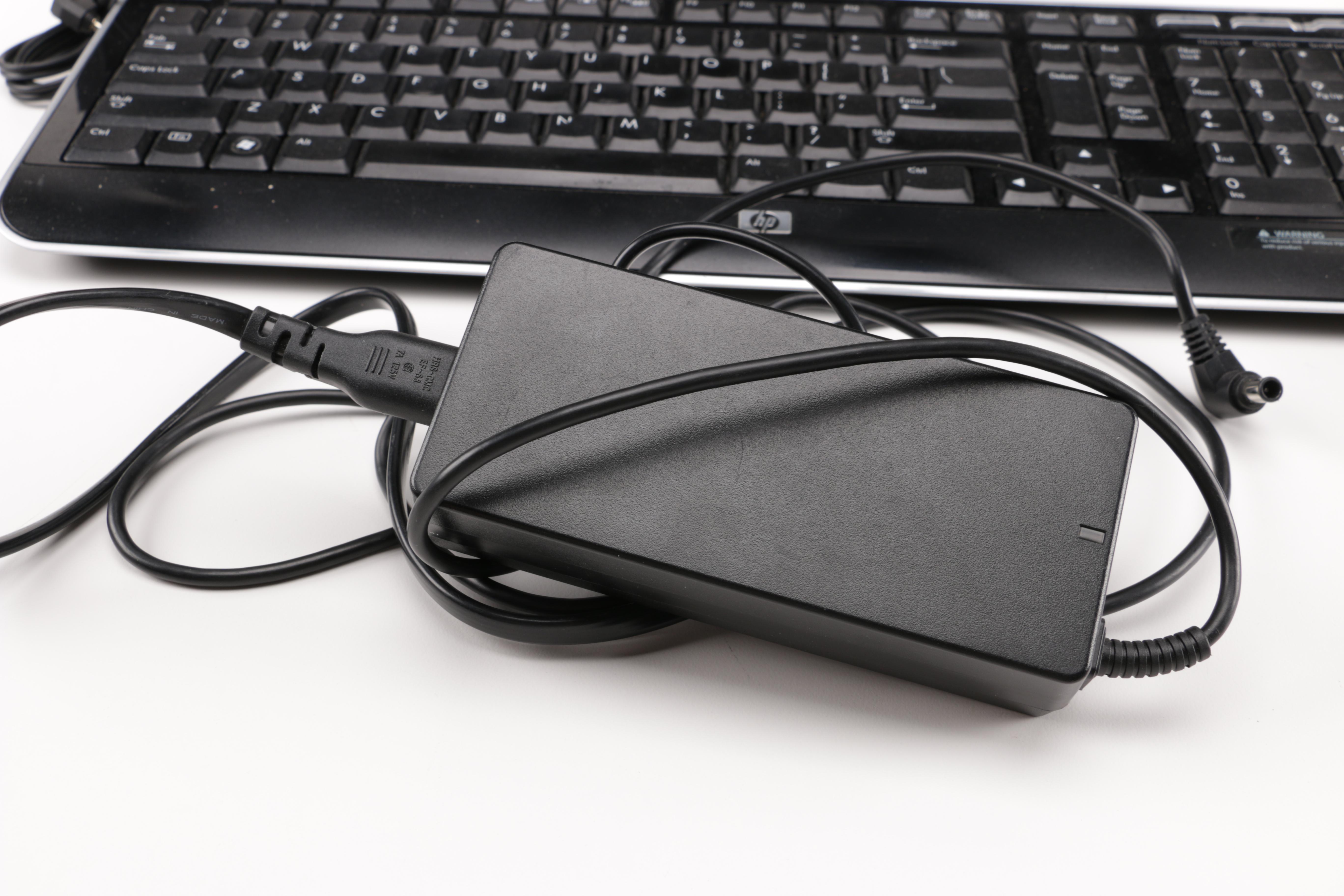 Flat Screen Dell Monitor, HP Keyboard and Other Computer Accessories