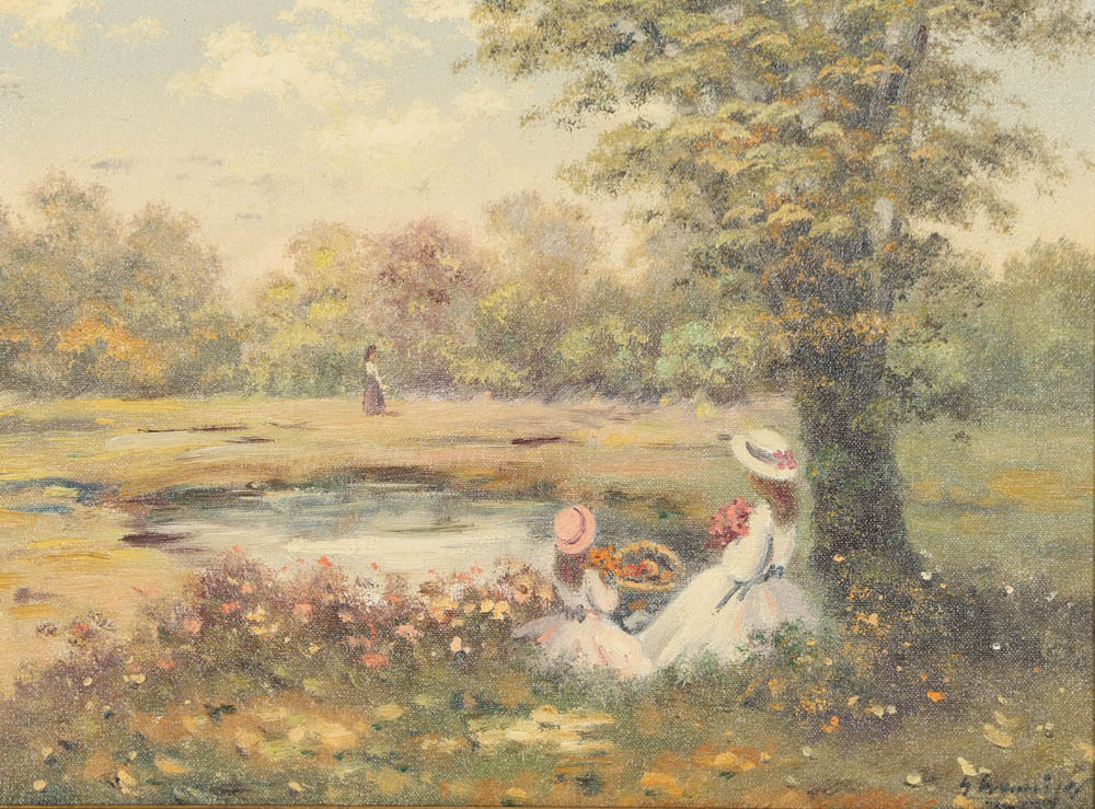 Helmut Breuninger Oil Painting on Canvas Figural Landscape