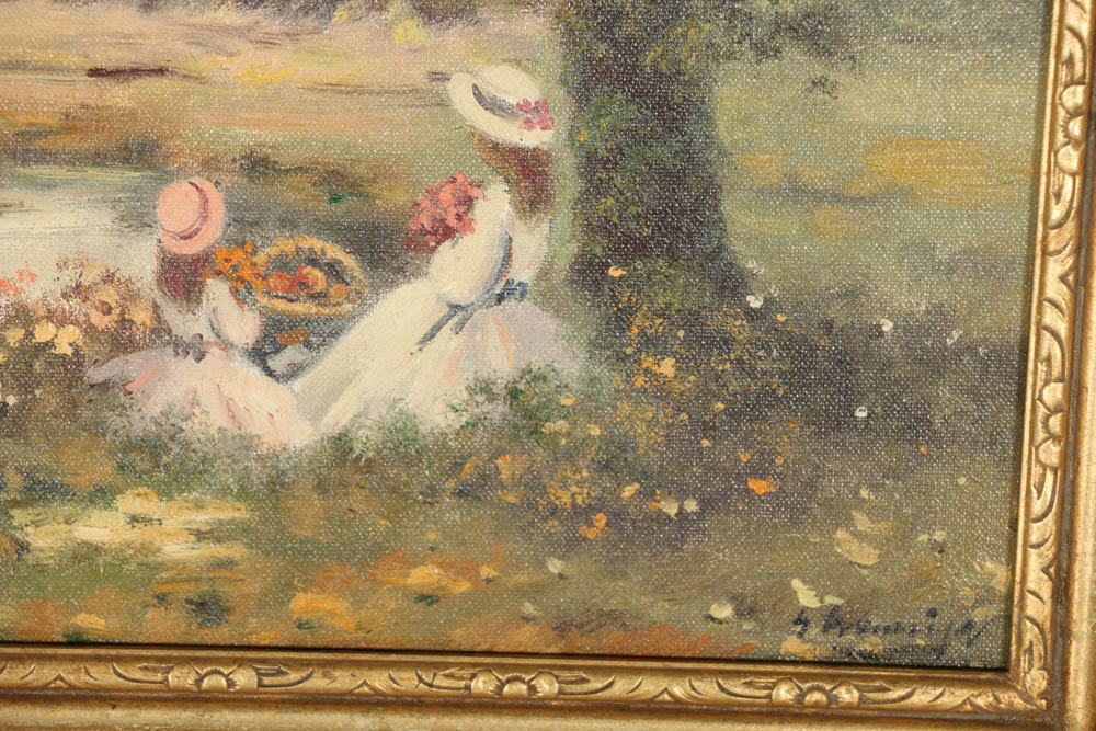 Helmut Breuninger Oil Painting on Canvas Figural Landscape