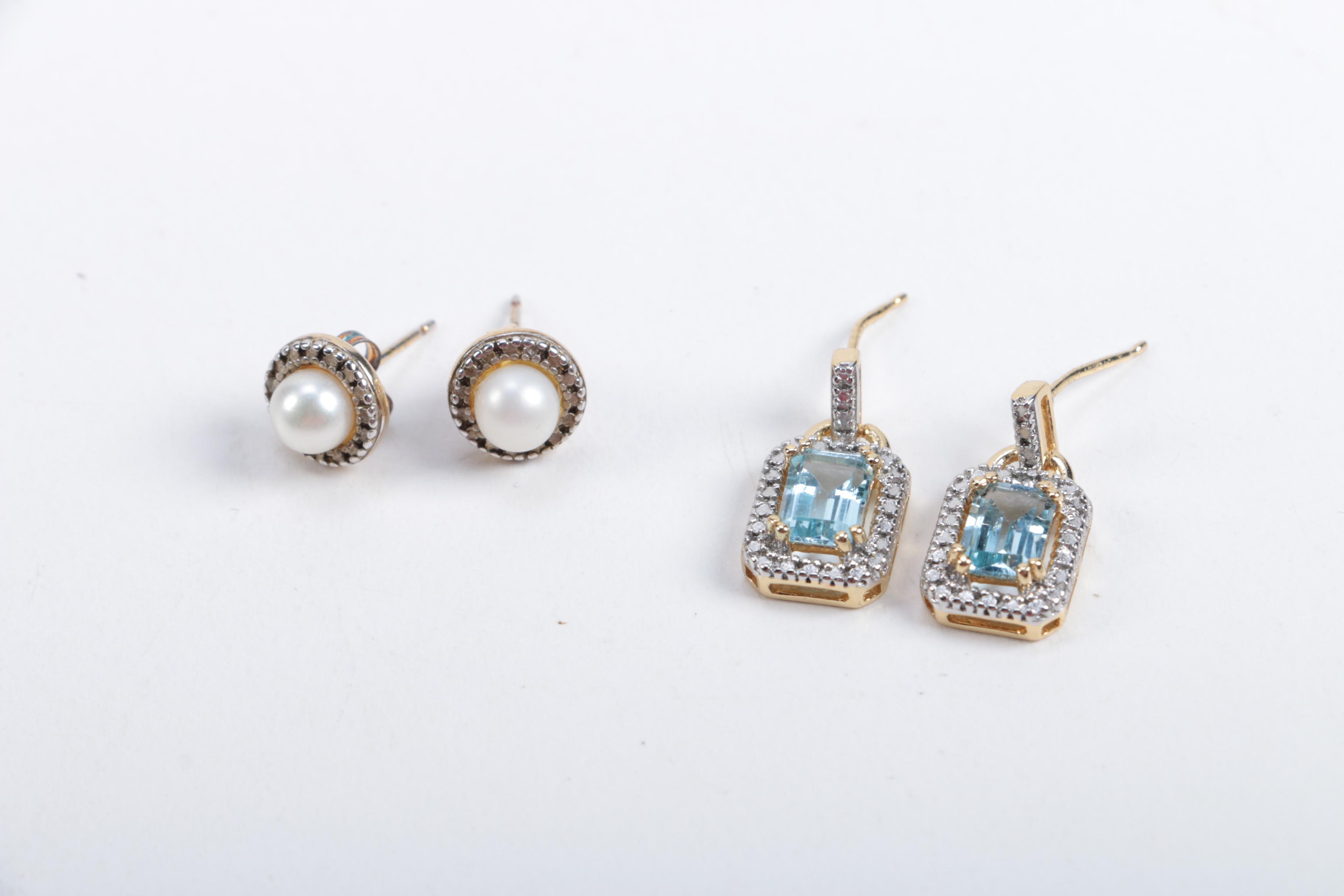 Sterling Earrings and Rings Including Diamonds