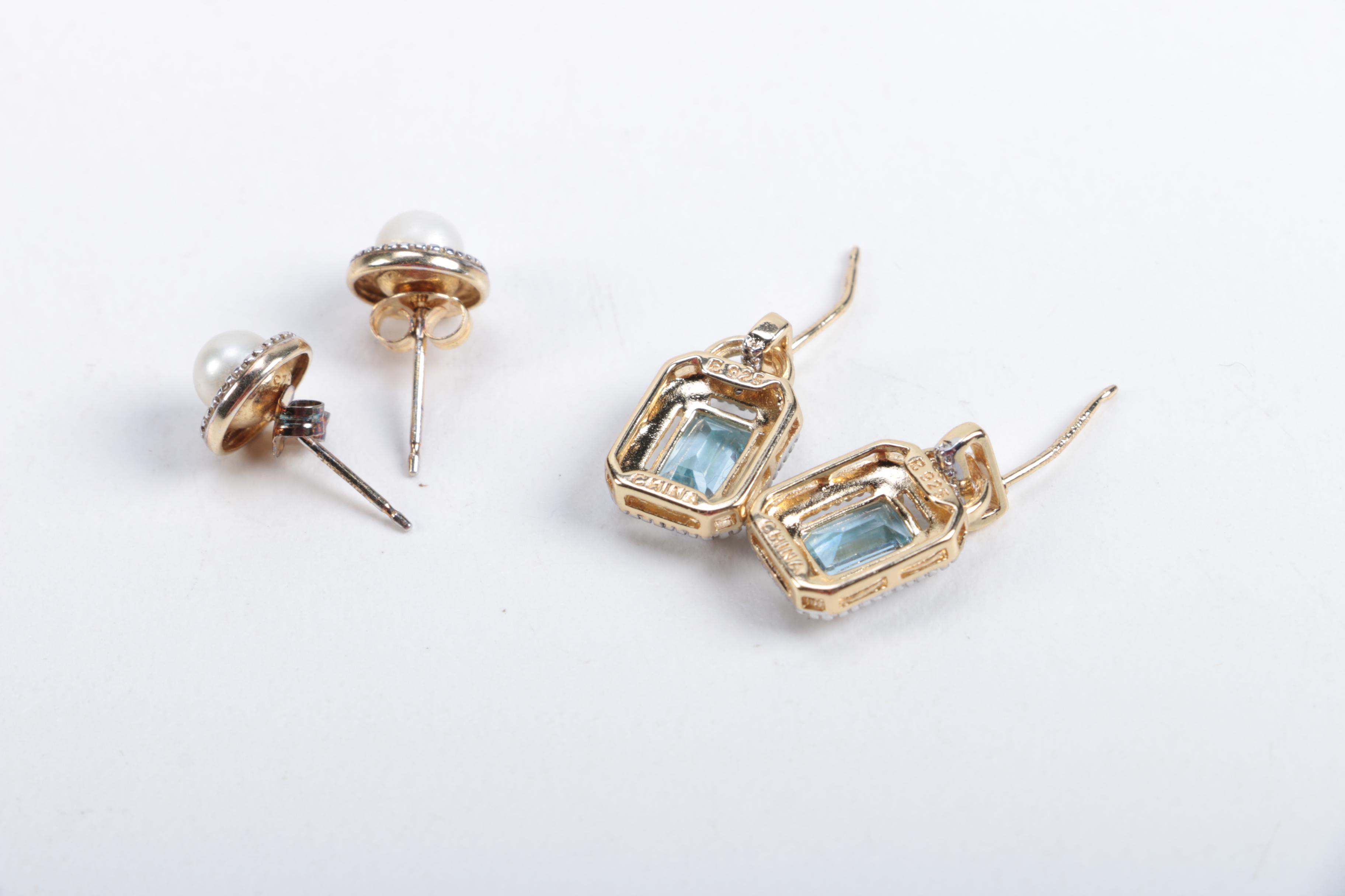 Sterling Earrings and Rings Including Diamonds